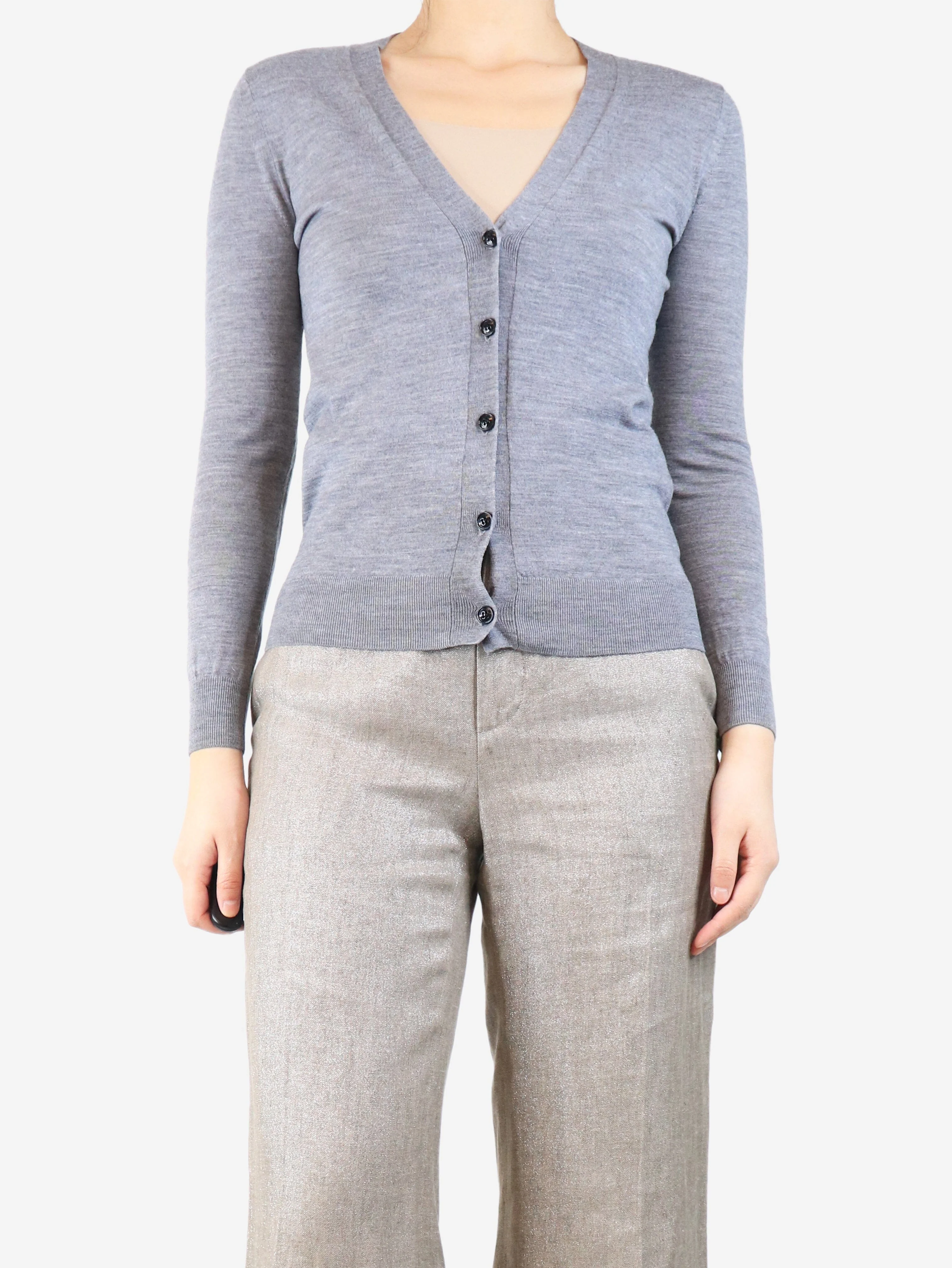 Grey thin knit cardigan - size XS - Image 3