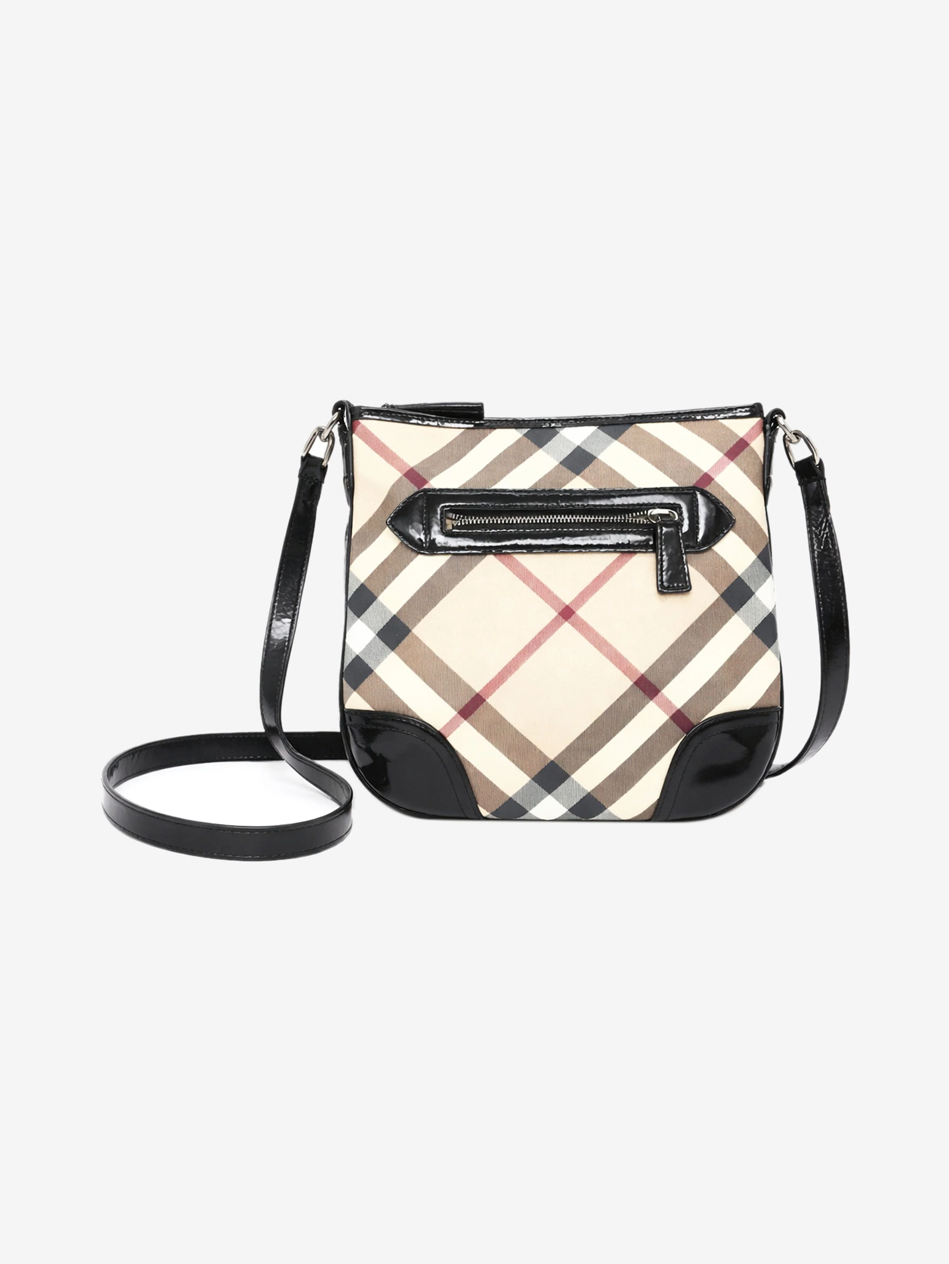 Neutral check crossbody bag