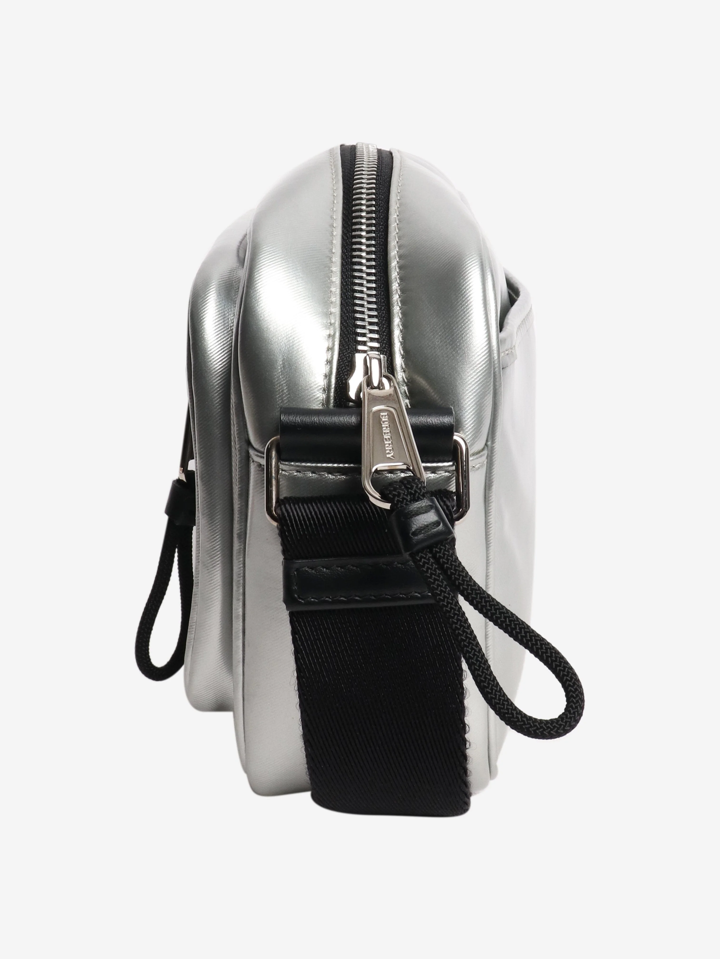 Silver metallic coated canvas shoulder bag - Image 4