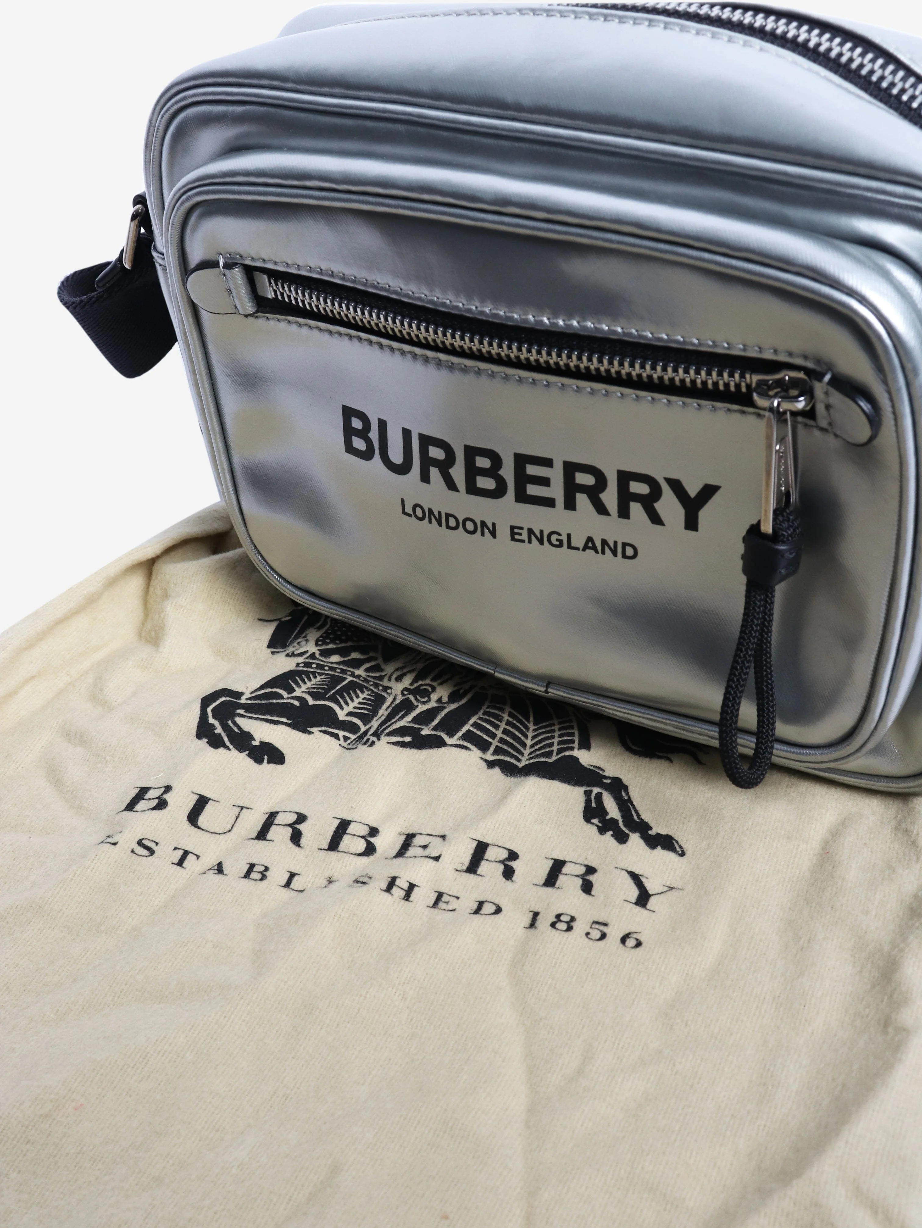 Silver metallic coated canvas shoulder bag - Image 7