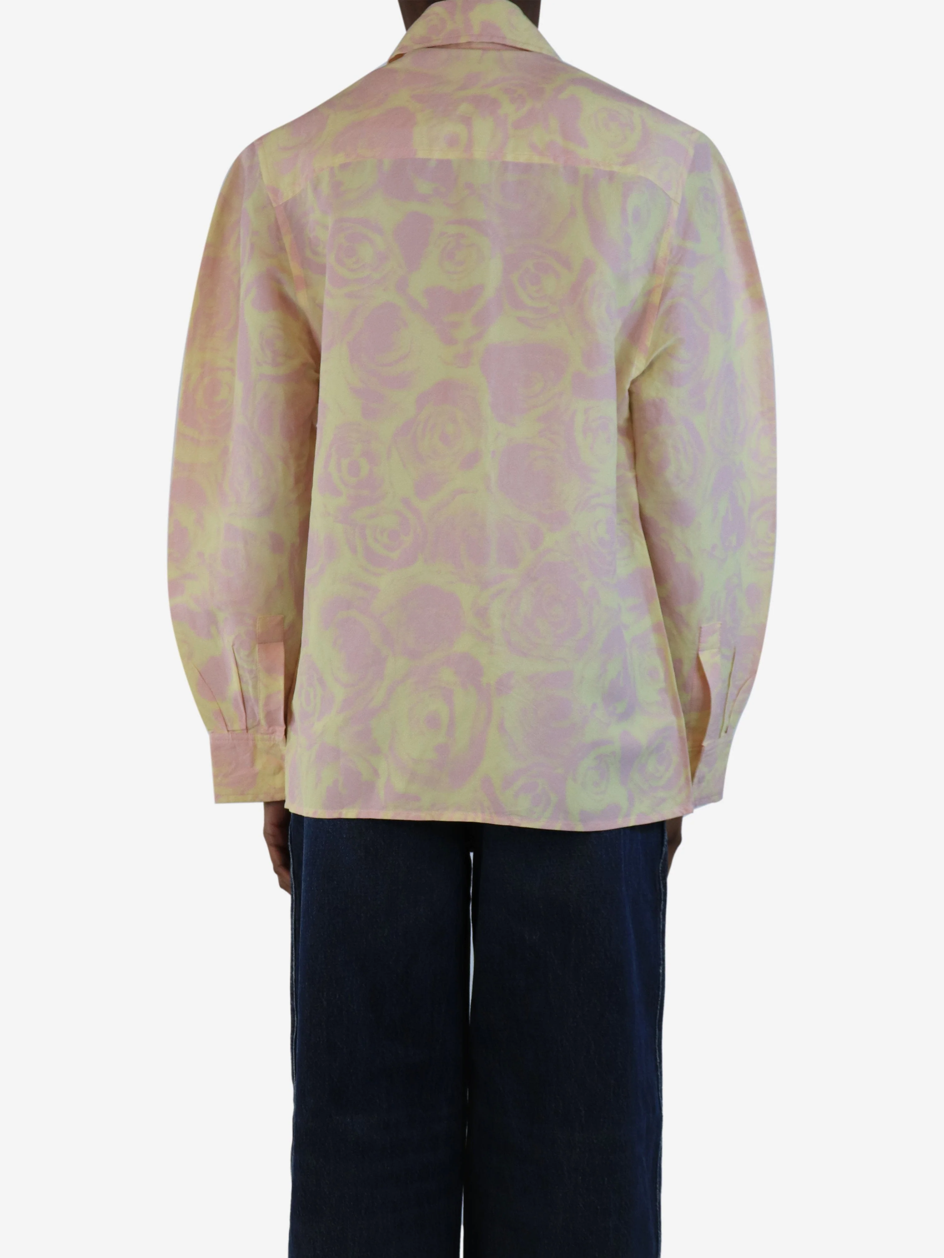 Yellow and pink floral taffeta shirt - size UK 2 - Image 3