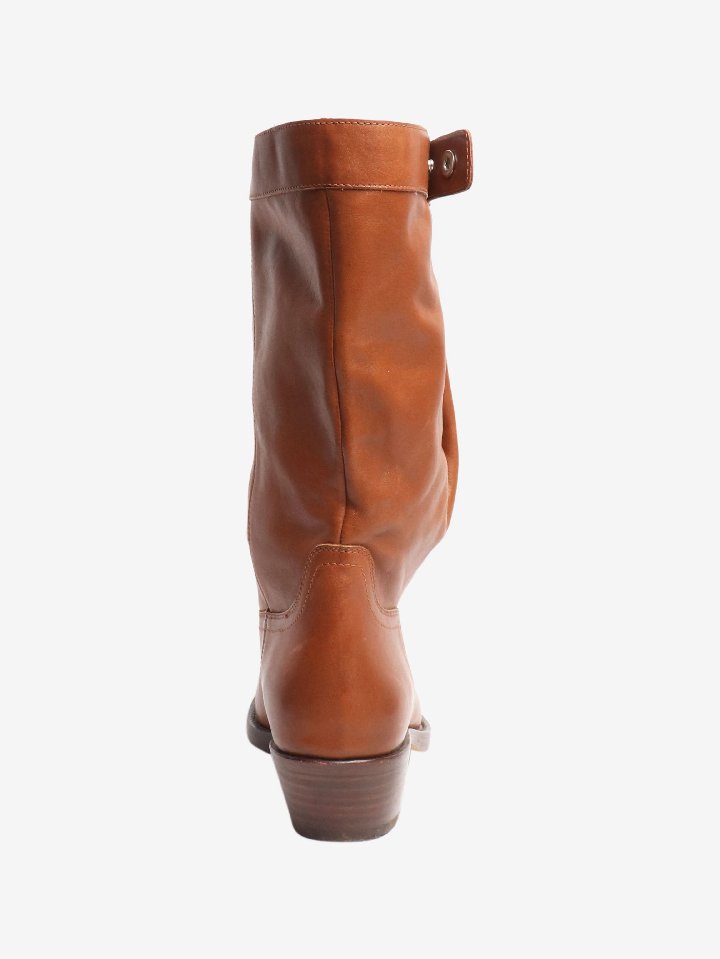 Burnt orange western style leather boots - size EU 40 (UK 7) - Image 3