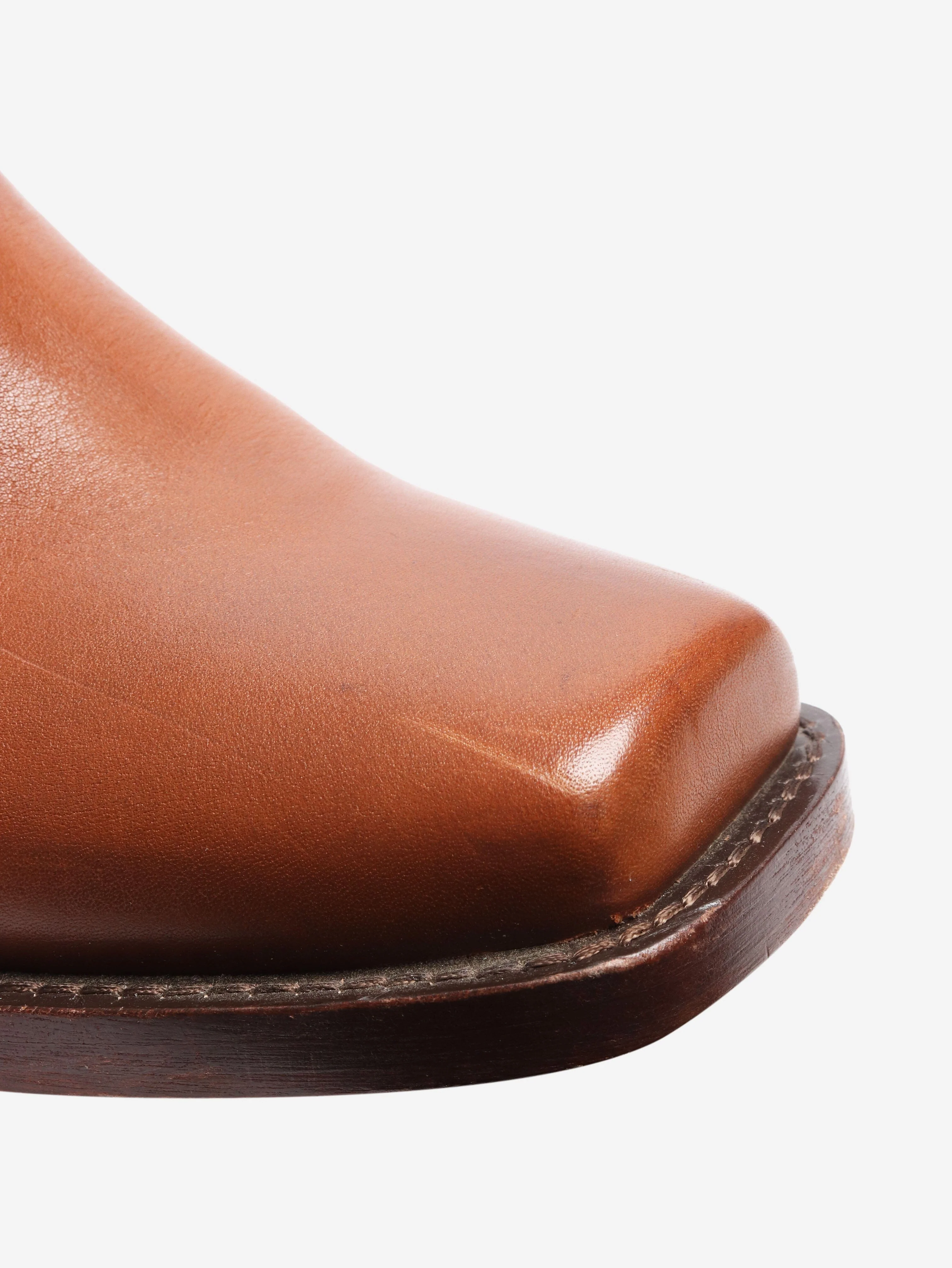 Burnt orange western style leather boots - size EU 40 (UK 7) - Image 4