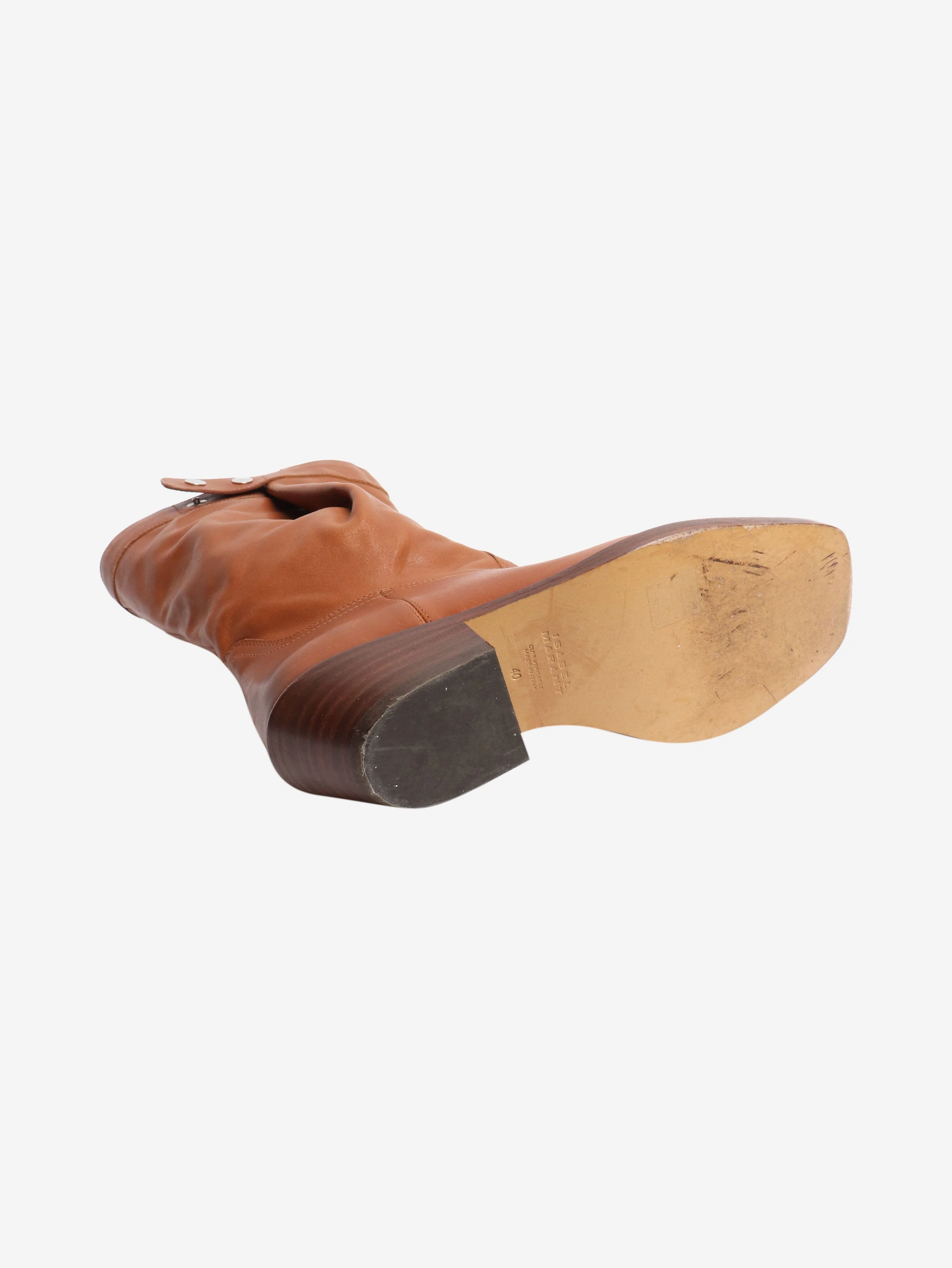 Burnt orange western style leather boots - size EU 40 (UK 7) - Image 5