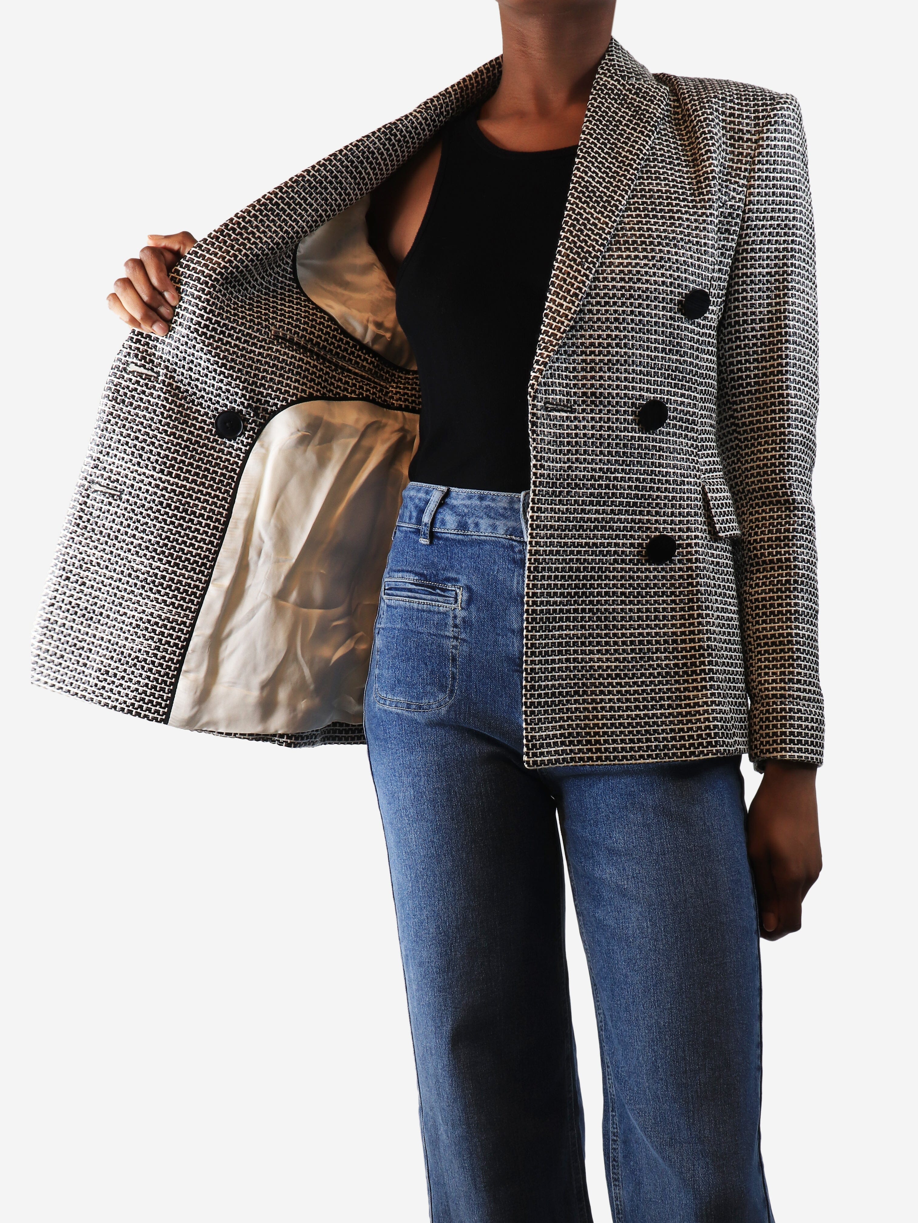 Black textured double-breasted blazer - size UK 6 - Image 4