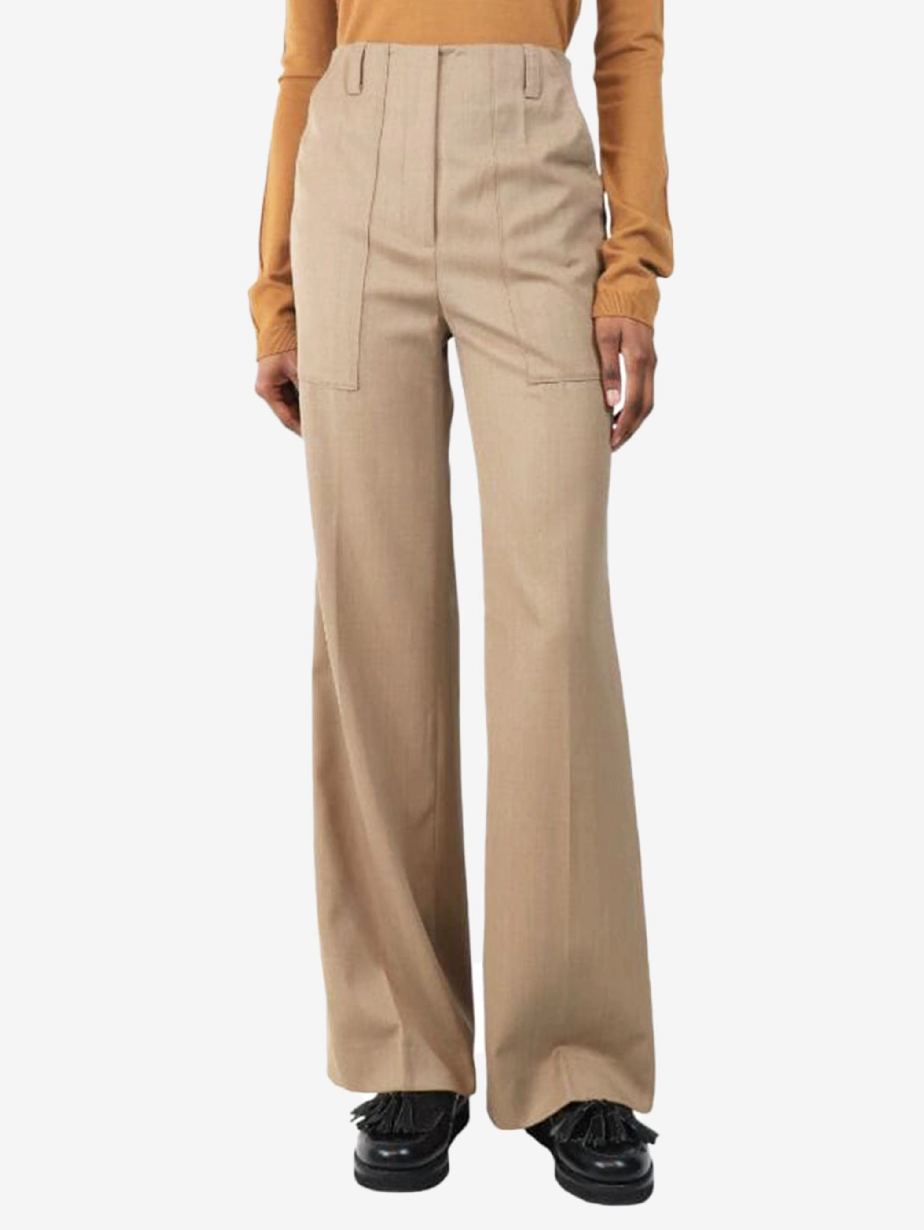 Camel brown Ruth wool trousers - size UK 8