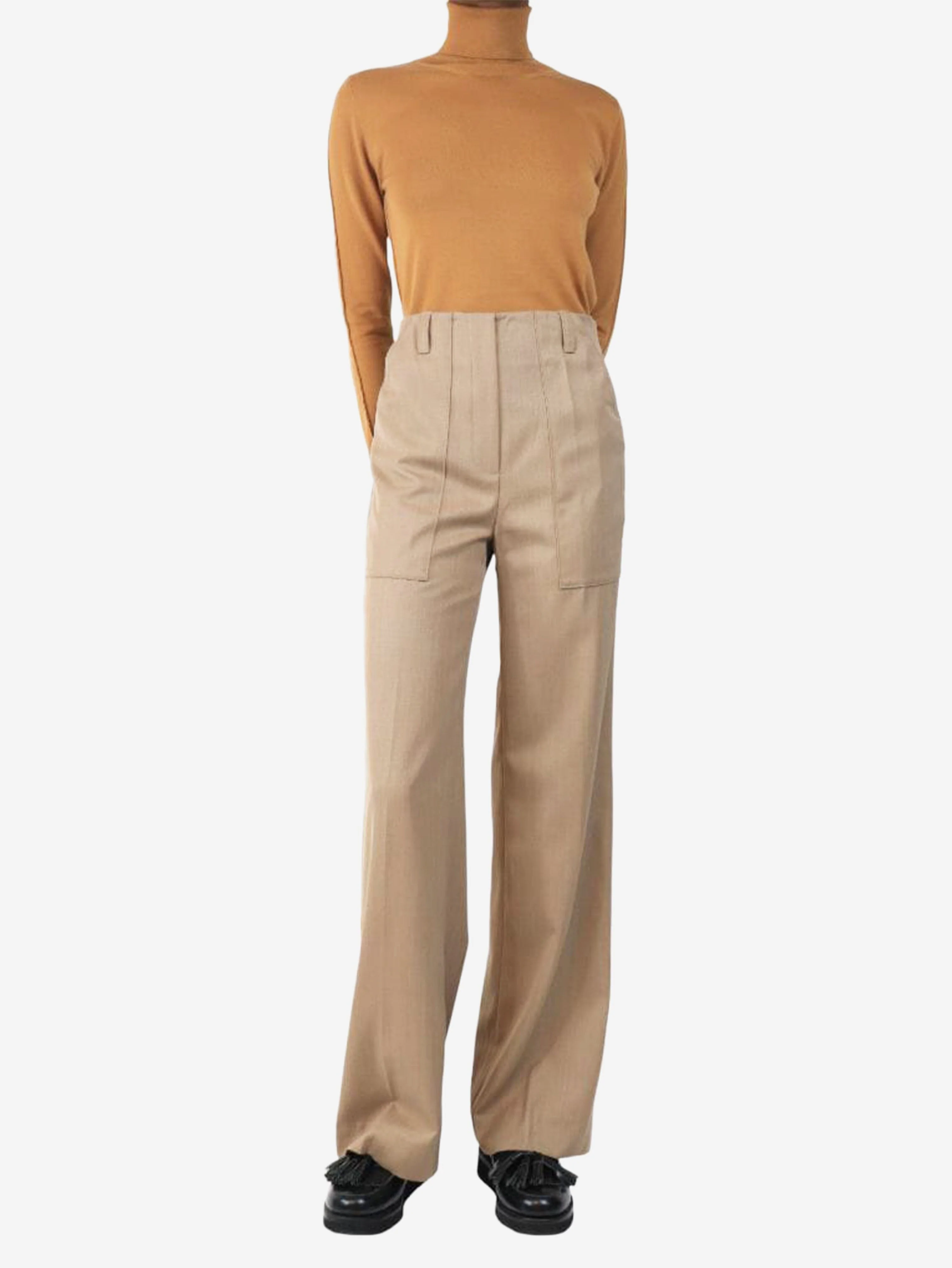 Camel brown Ruth wool trousers - size UK 8 - Image 2