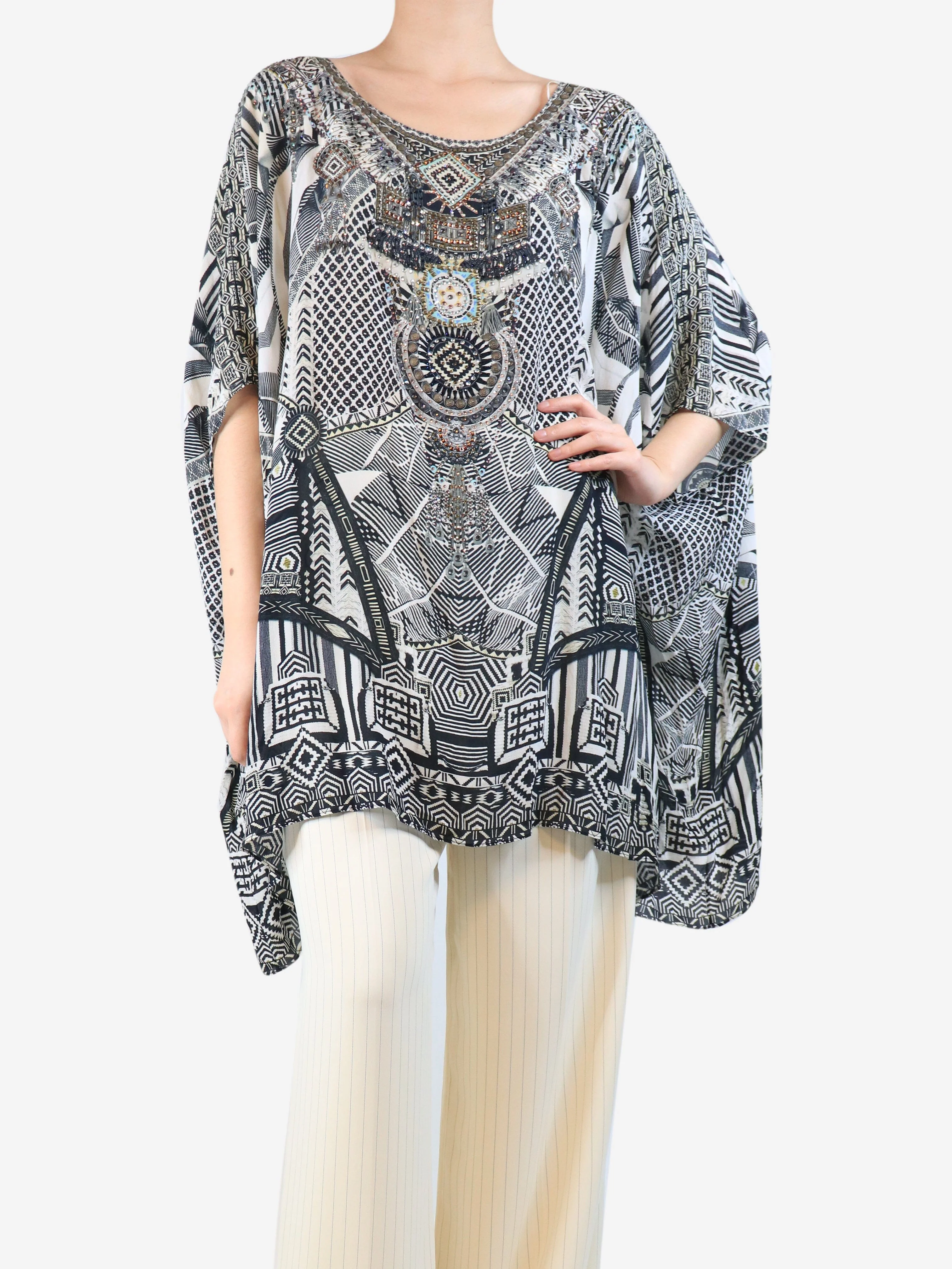 Multicolour embellished kaftan - One size - Image 3