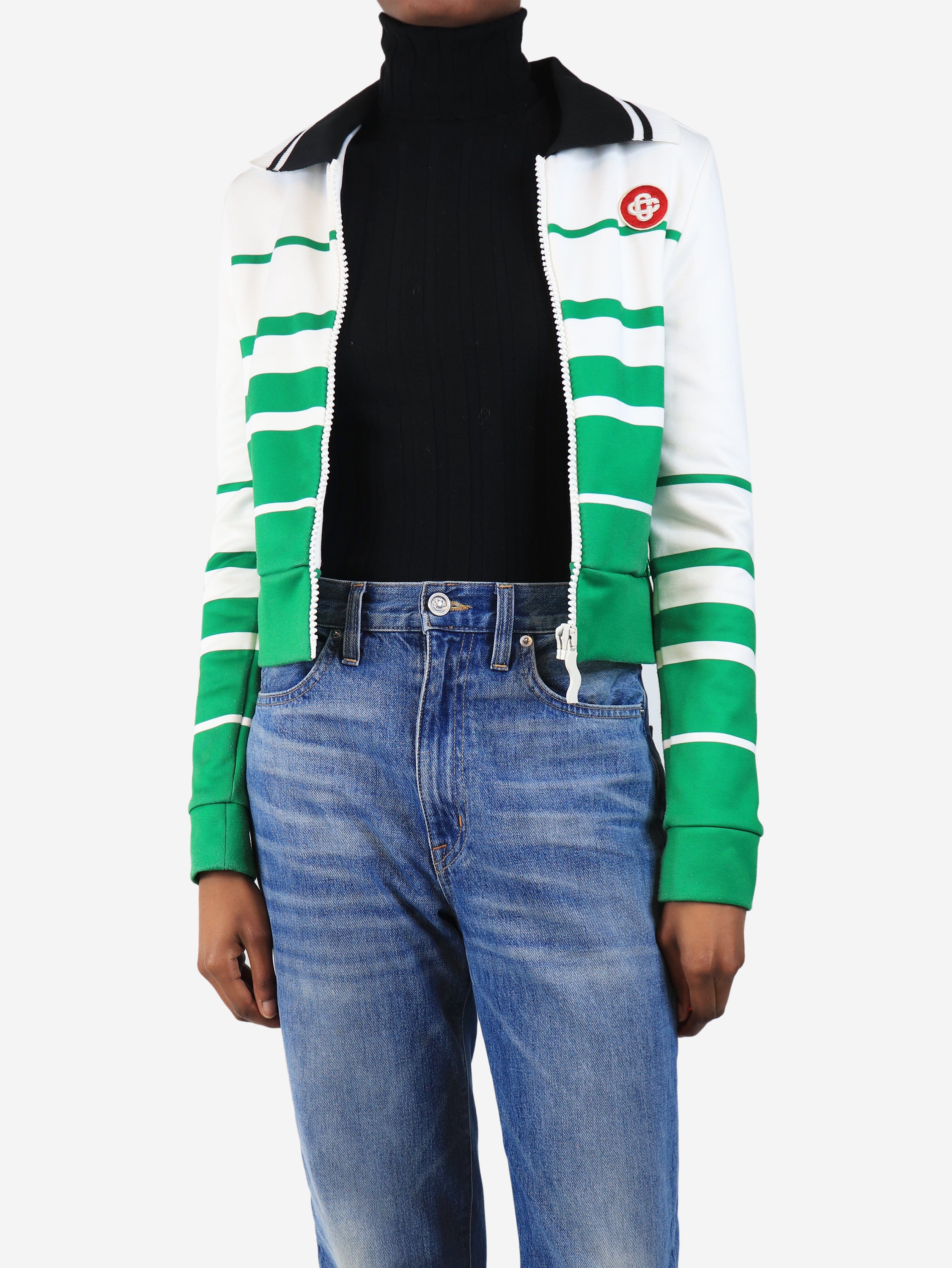 Green cropped stripe jacket - size XS - Image 3