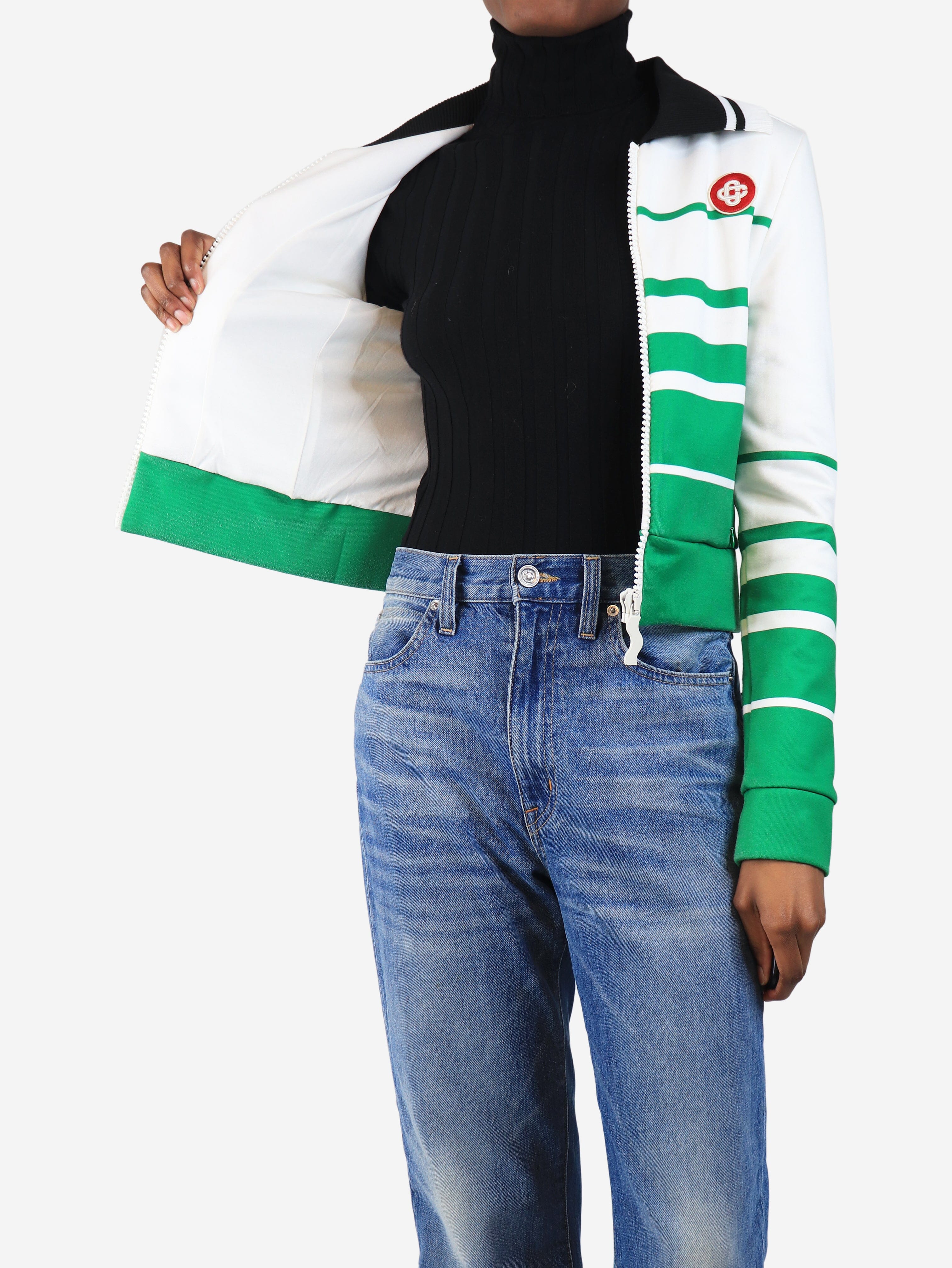 Green cropped stripe jacket - size XS - Image 4