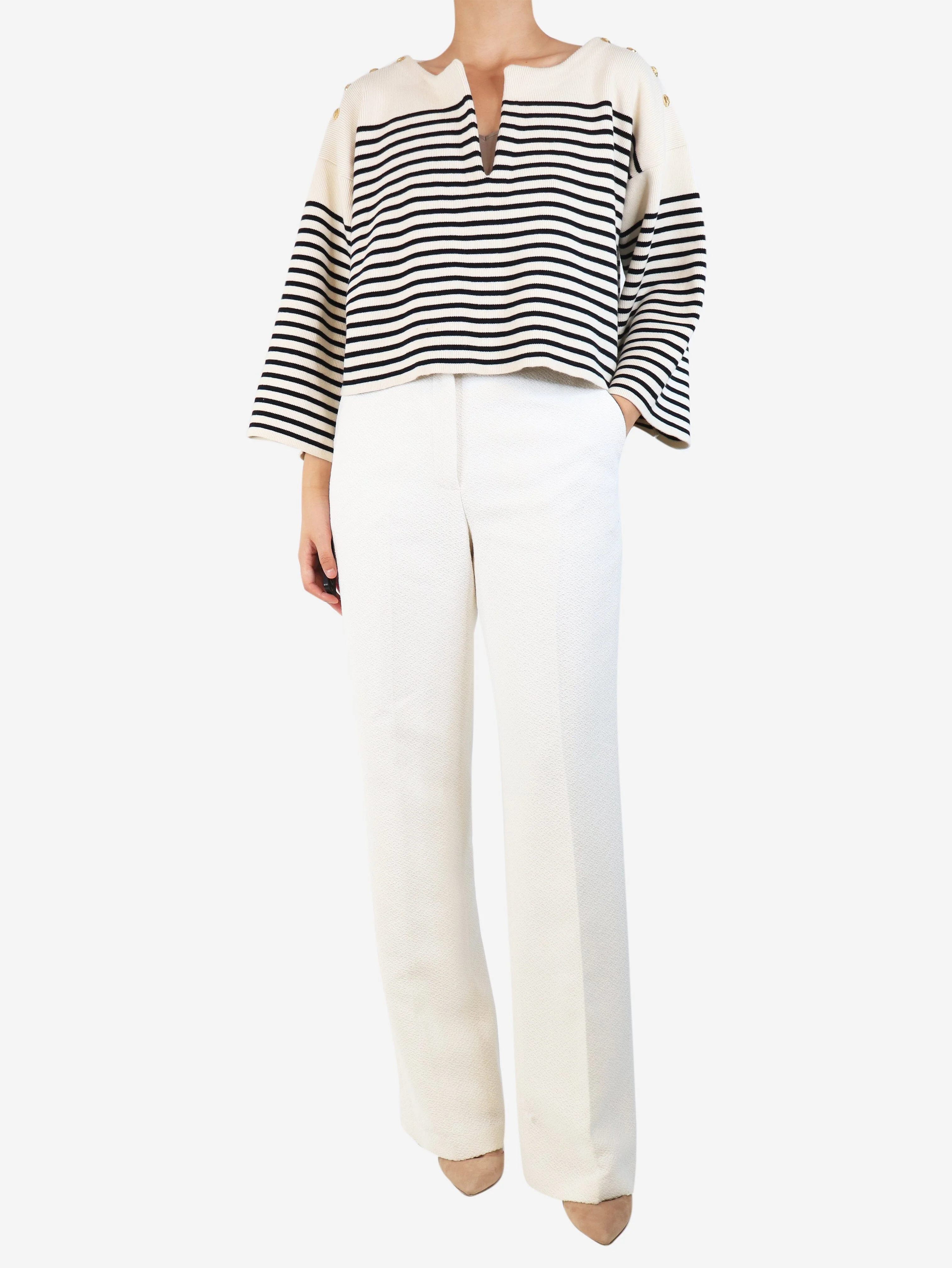 Ivory towelled trousers - size UK 10 - Image 2