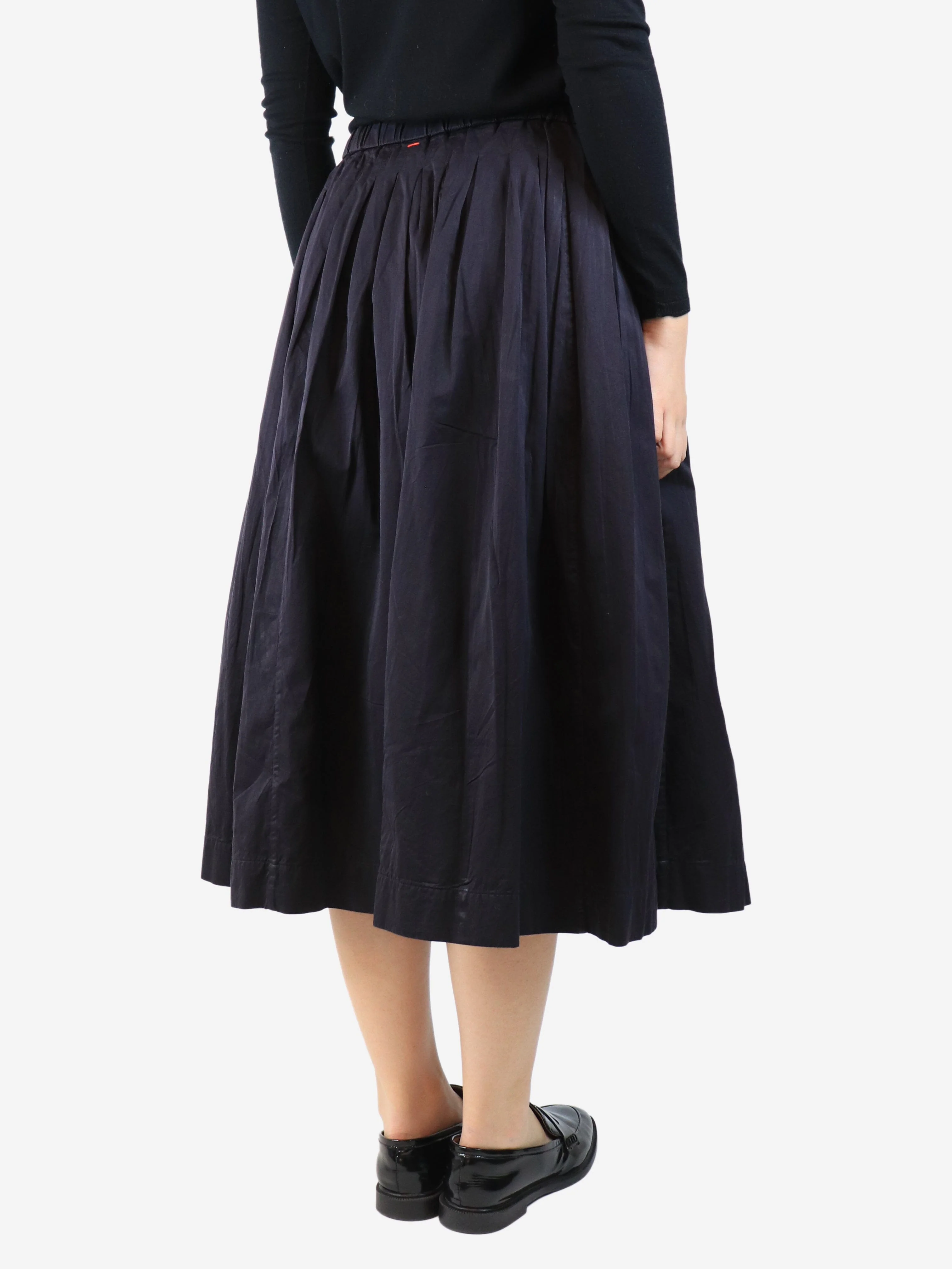 Navy blue cotton midi skirt - size M - Image 3