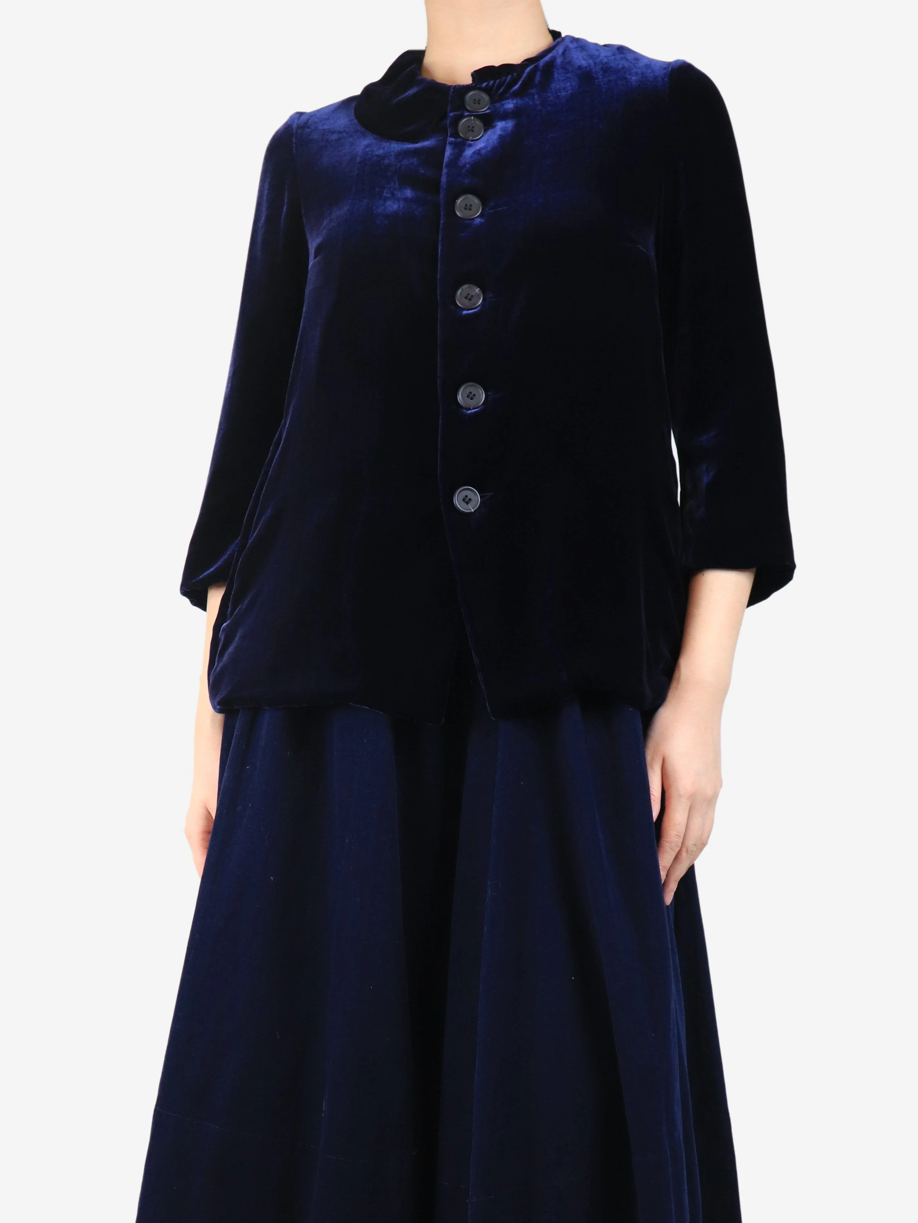 Blue velvet jacket - size UK 8 - Image 3