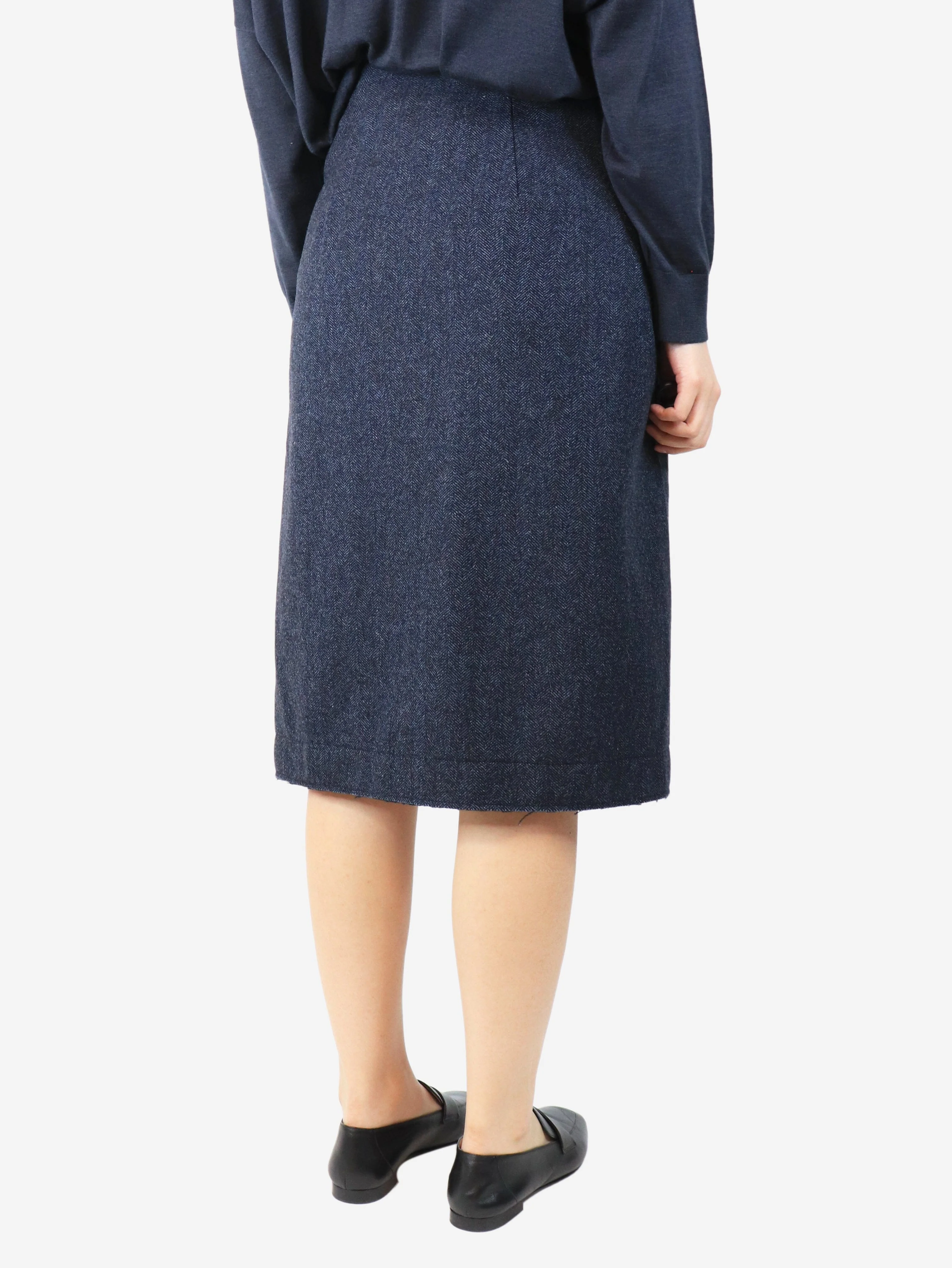 Blue wool midi skirt - size UK 12 - Image 3