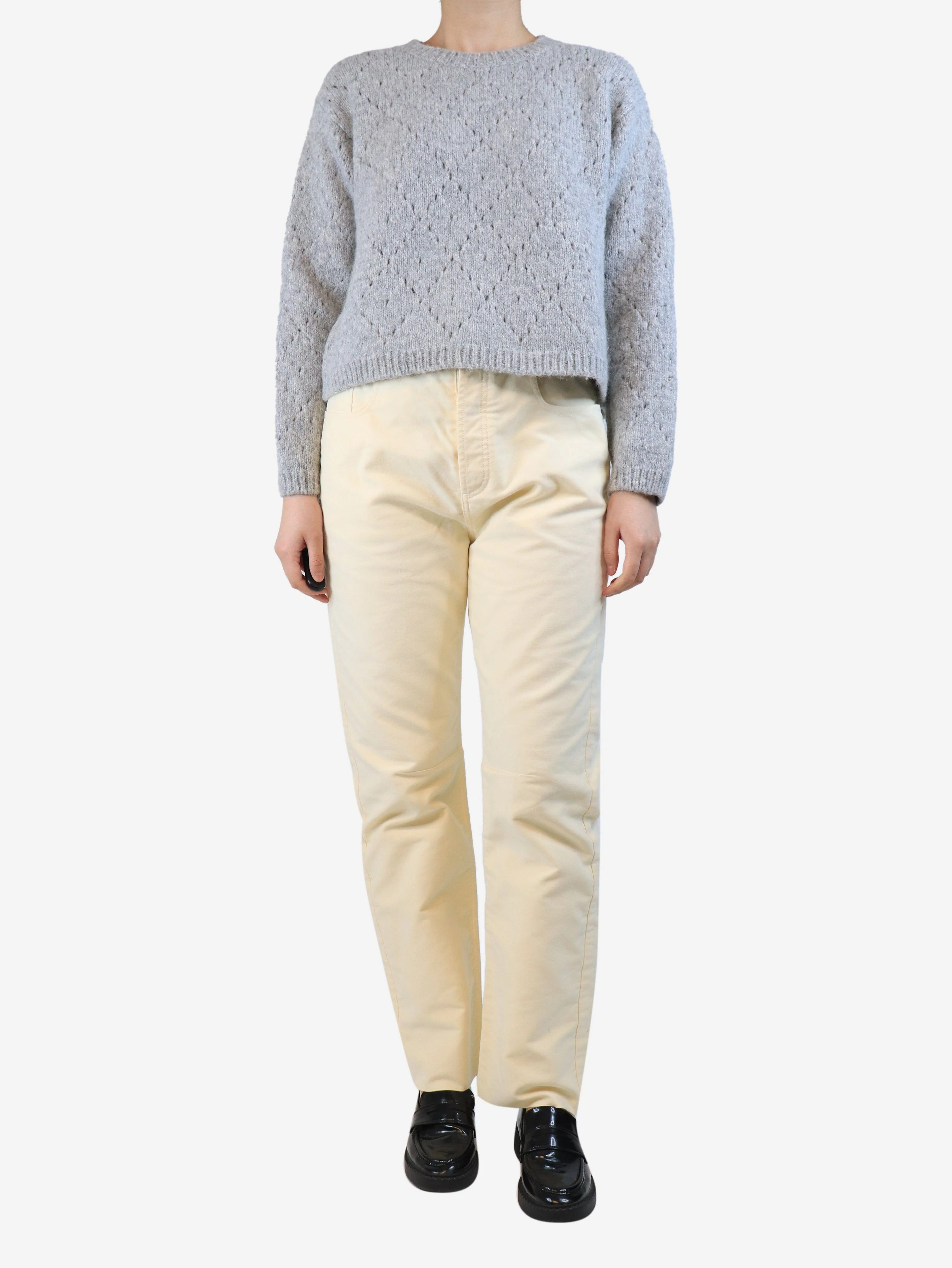 Cream moleskin jeans - size UK 12 - Image 2