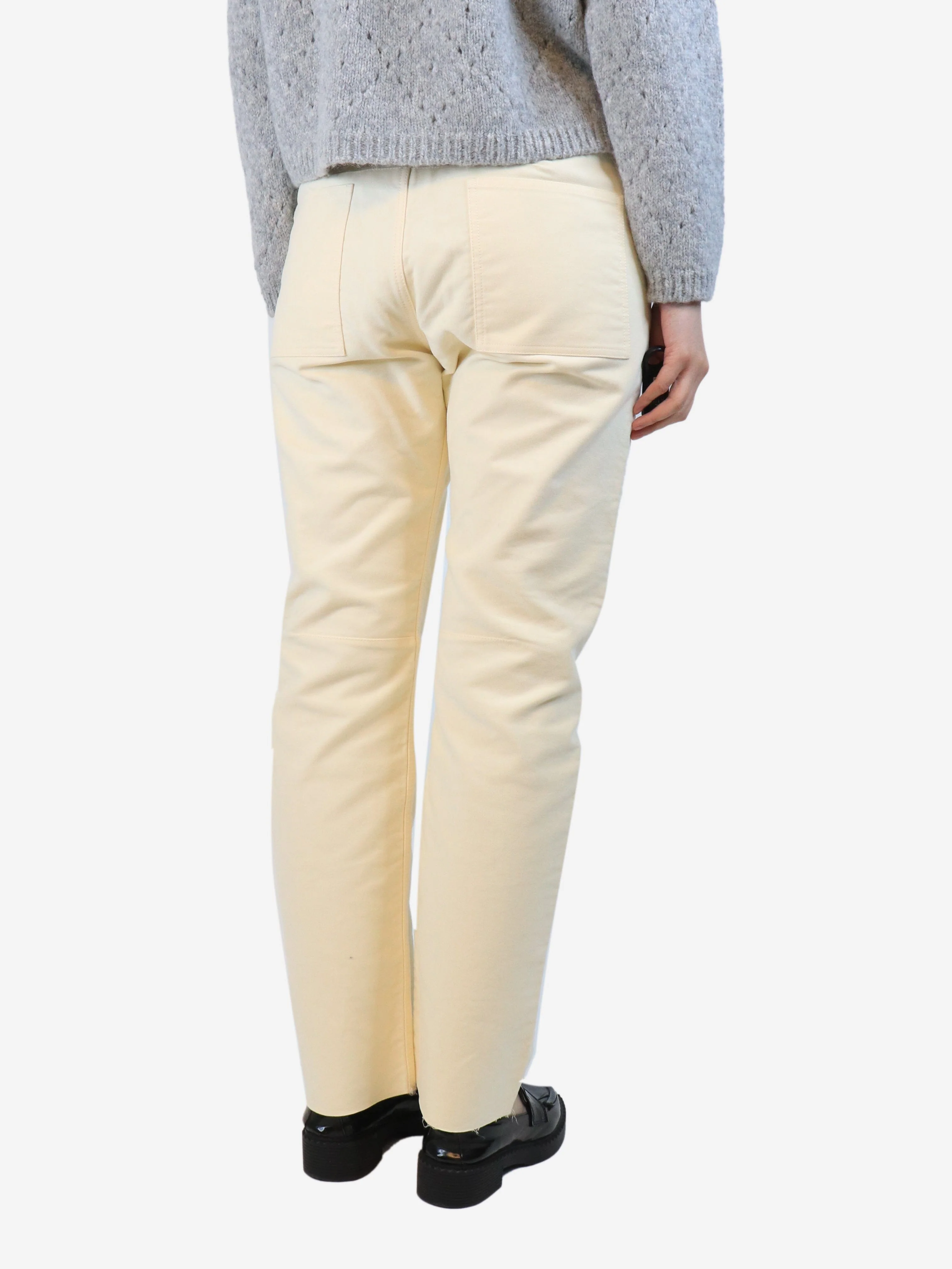 Cream moleskin jeans - size UK 12 - Image 3