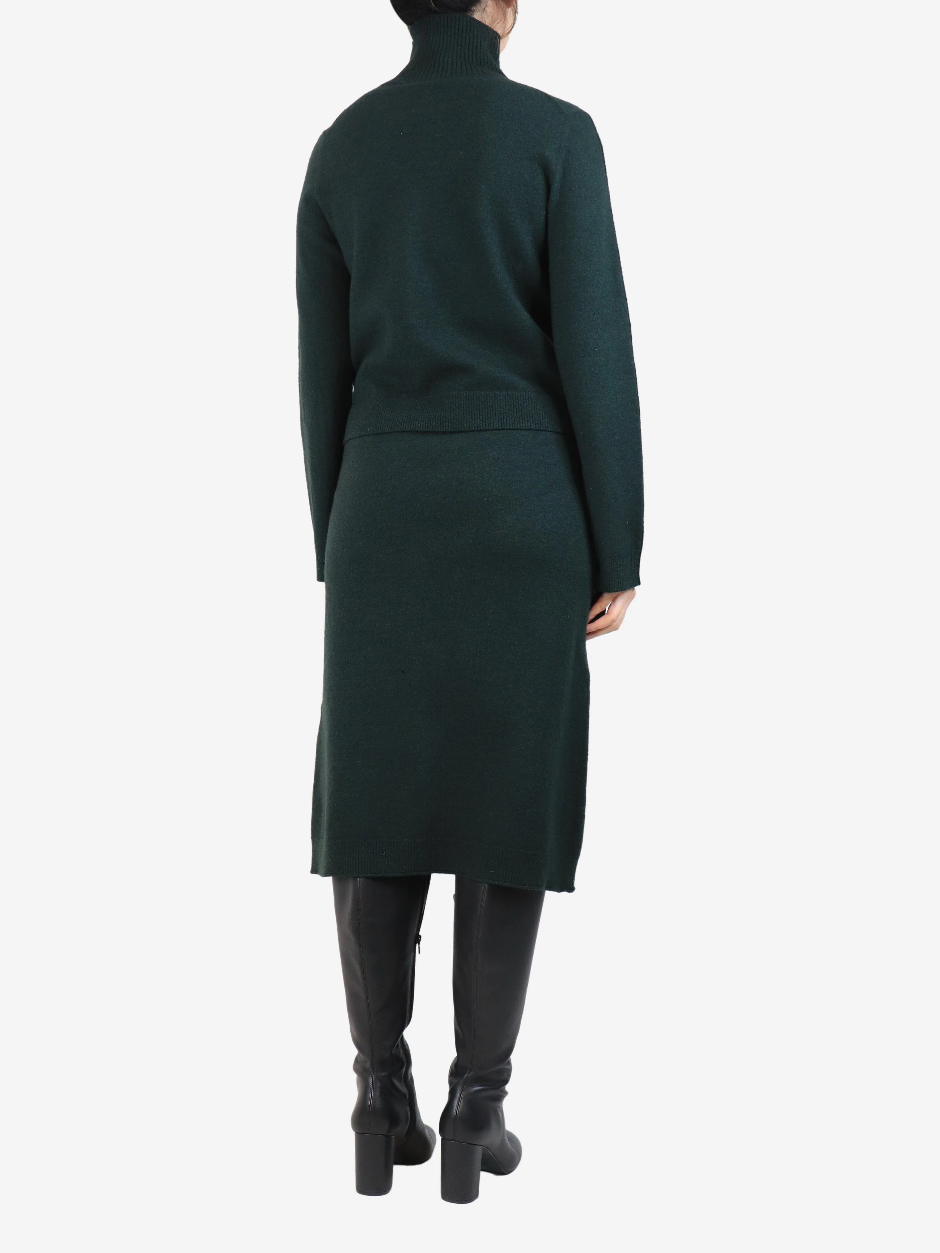 Dark green wool-blend midi dress - size S - Image 2