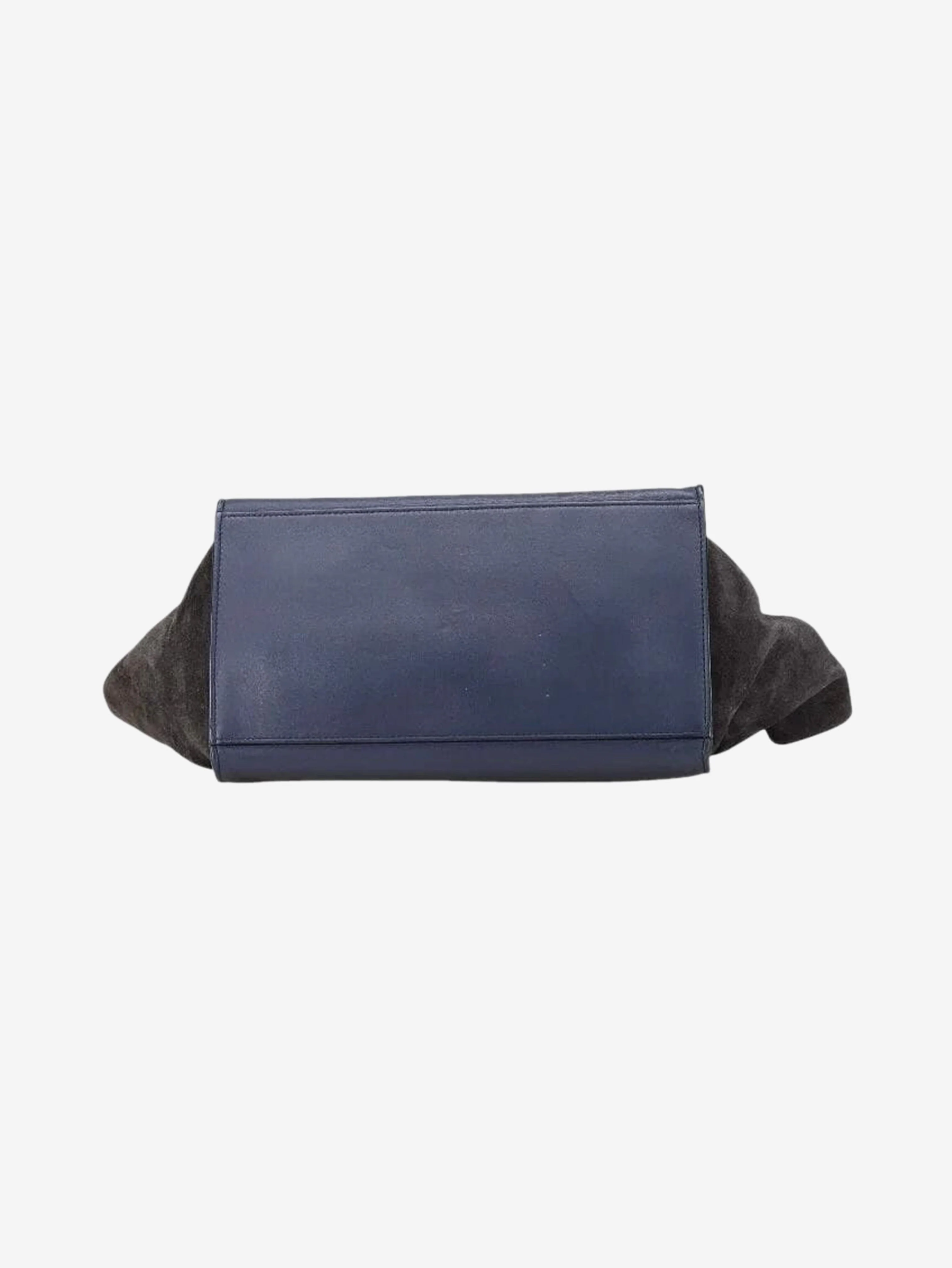 Navy blue and tan Trapeze leather and suede 2way bag - Image 4