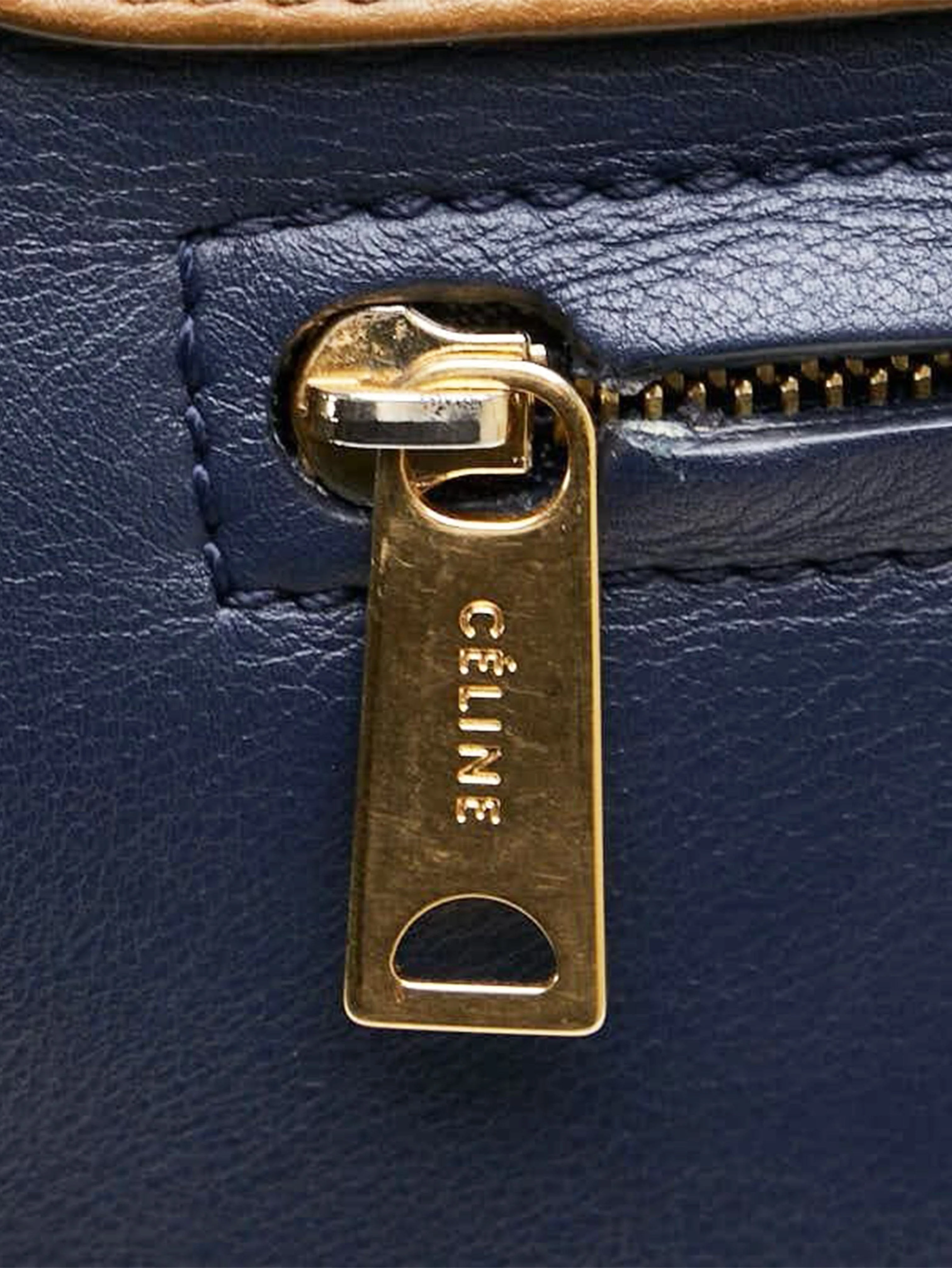 Navy blue and tan Trapeze leather and suede 2way bag - Image 6
