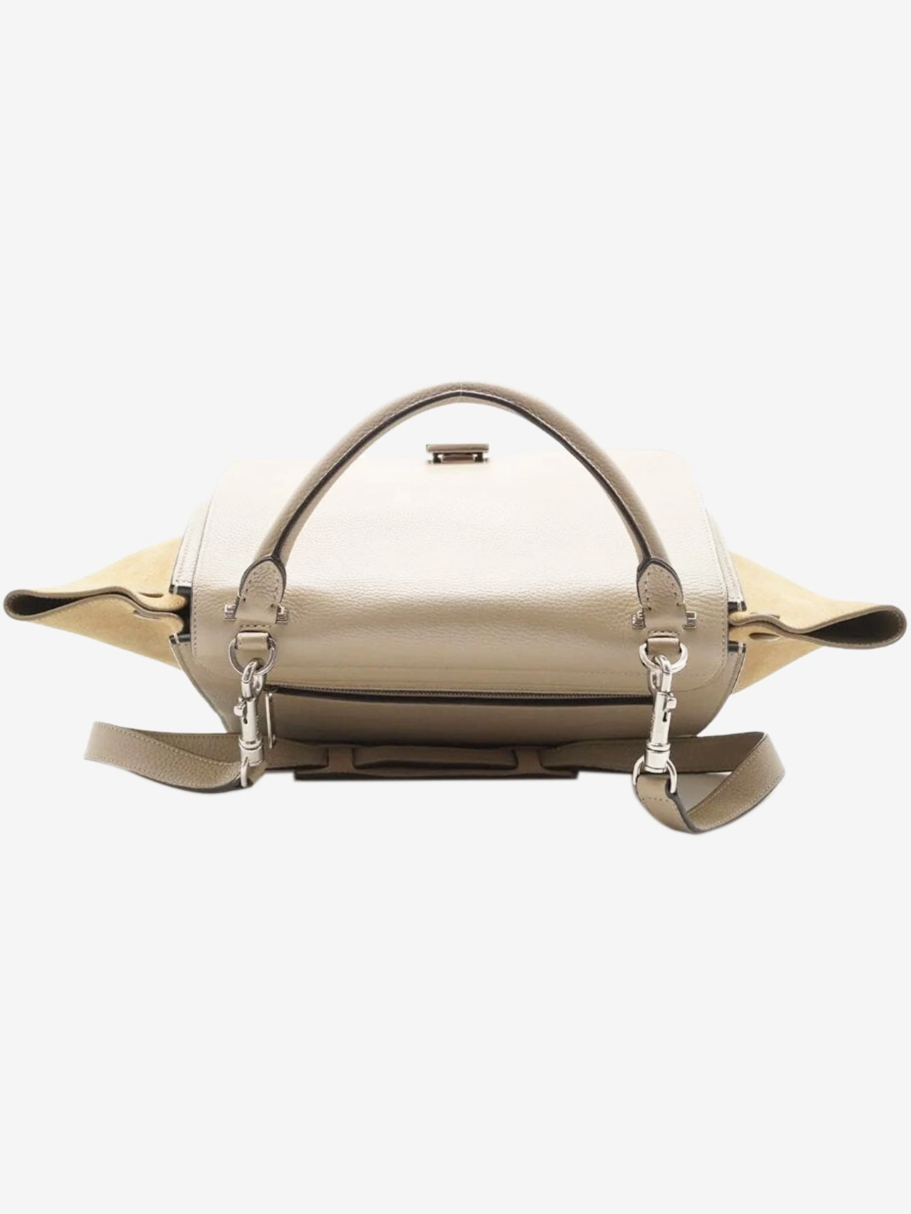 Neutral Trapeze leather and suede 2way bag - Image 10