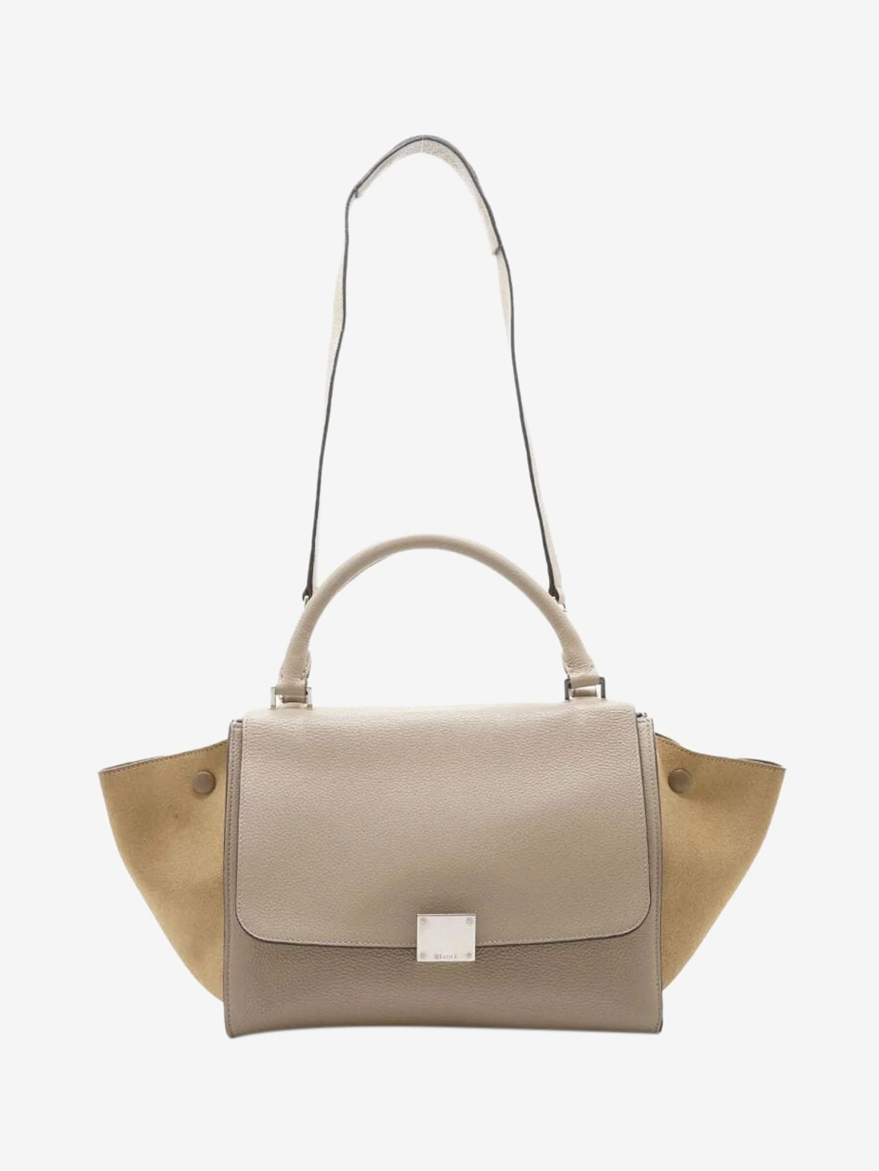 Neutral Trapeze leather and suede 2way bag - Image 2