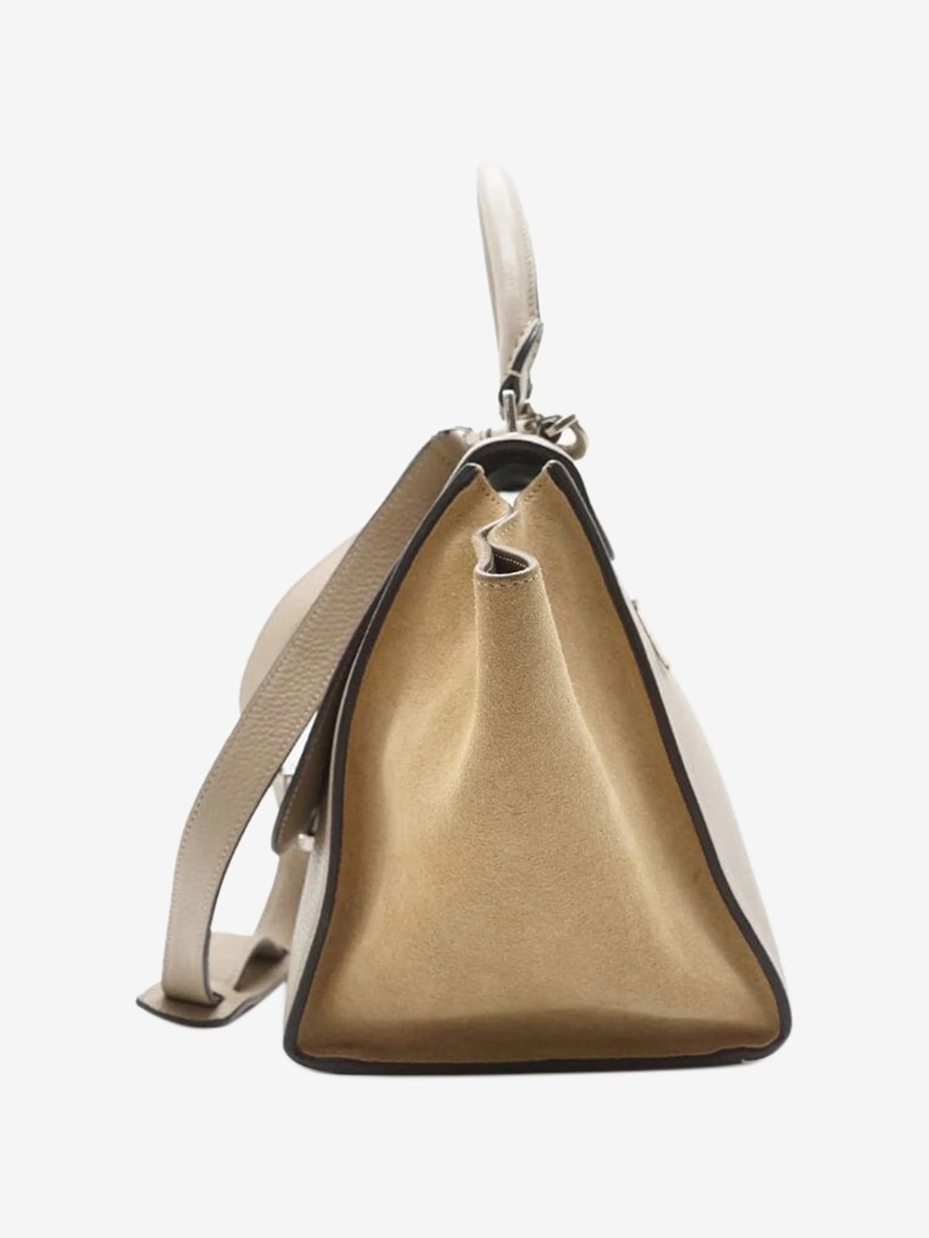 Neutral Trapeze leather and suede 2way bag - Image 4