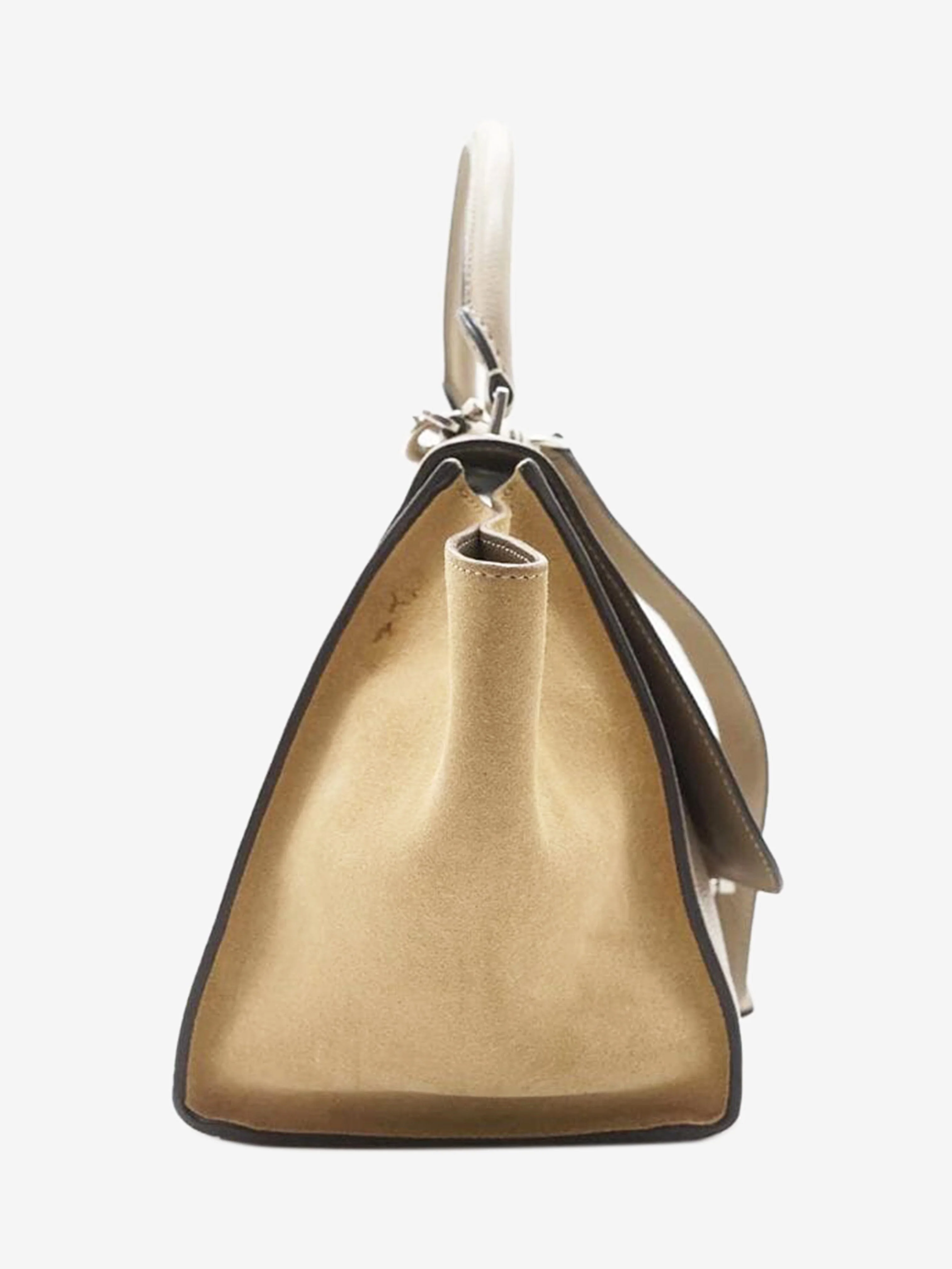 Neutral Trapeze leather and suede 2way bag - Image 5