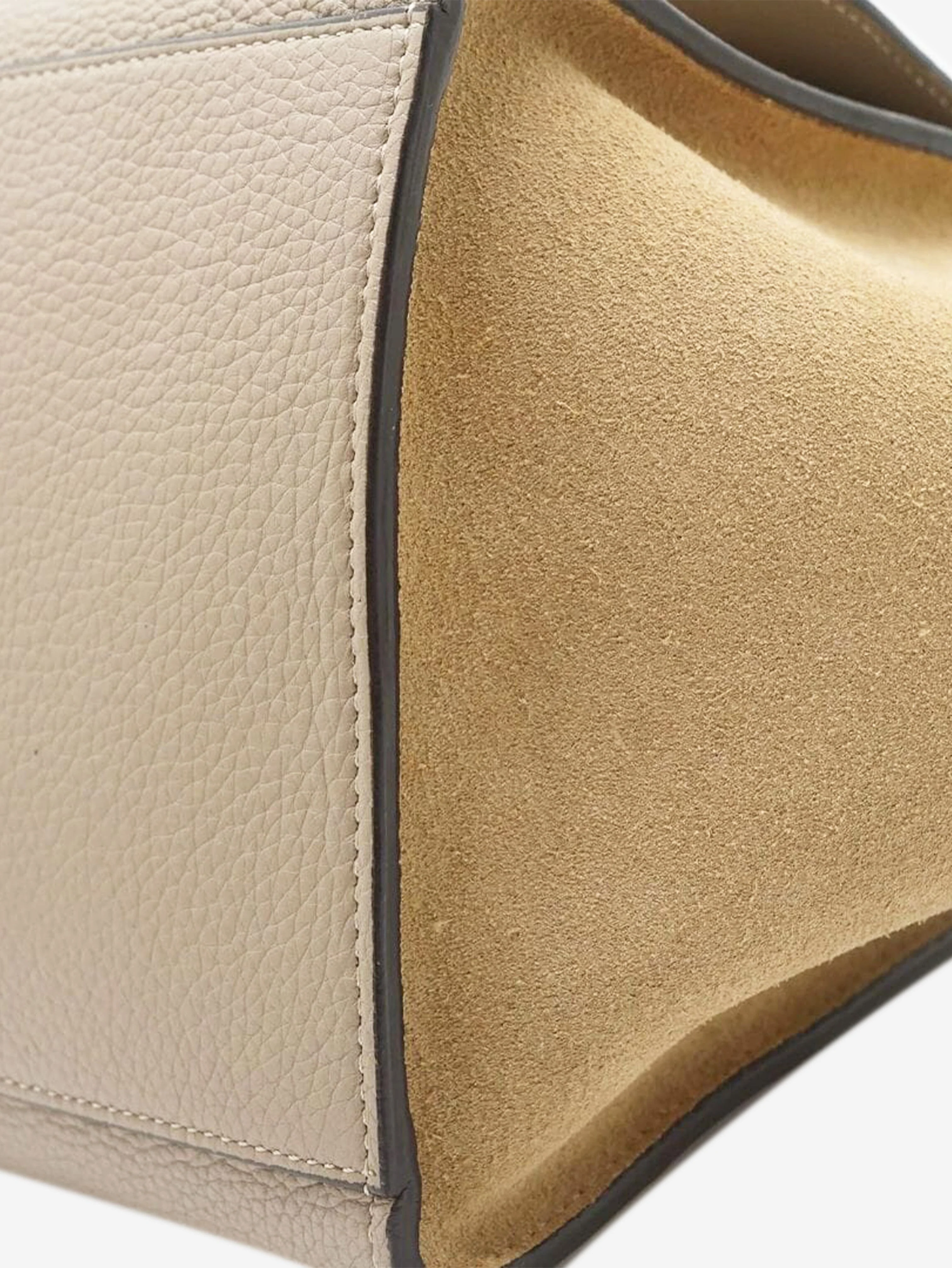 Neutral Trapeze leather and suede 2way bag - Image 9