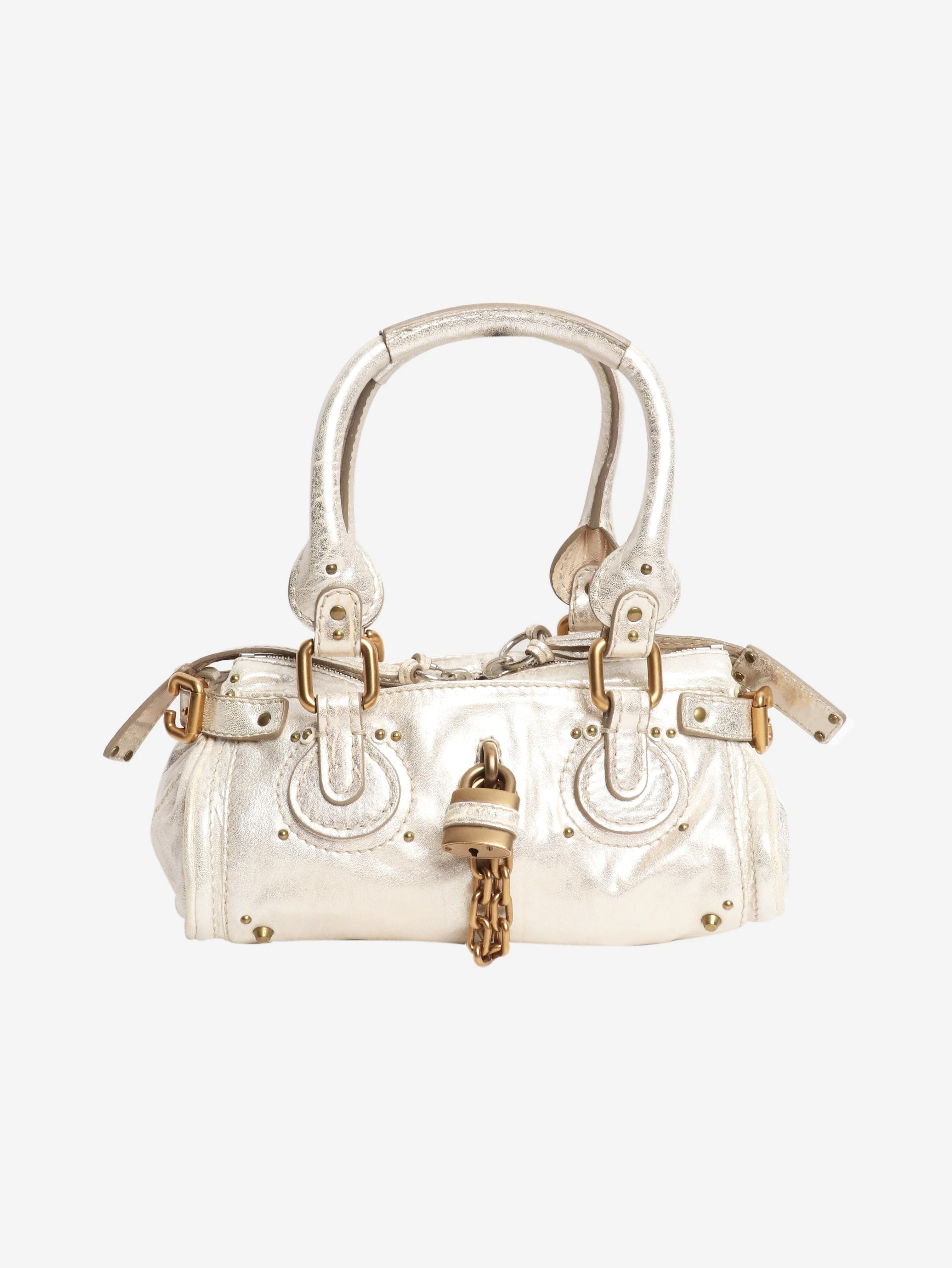 Champagne metallic mini Paddington bag