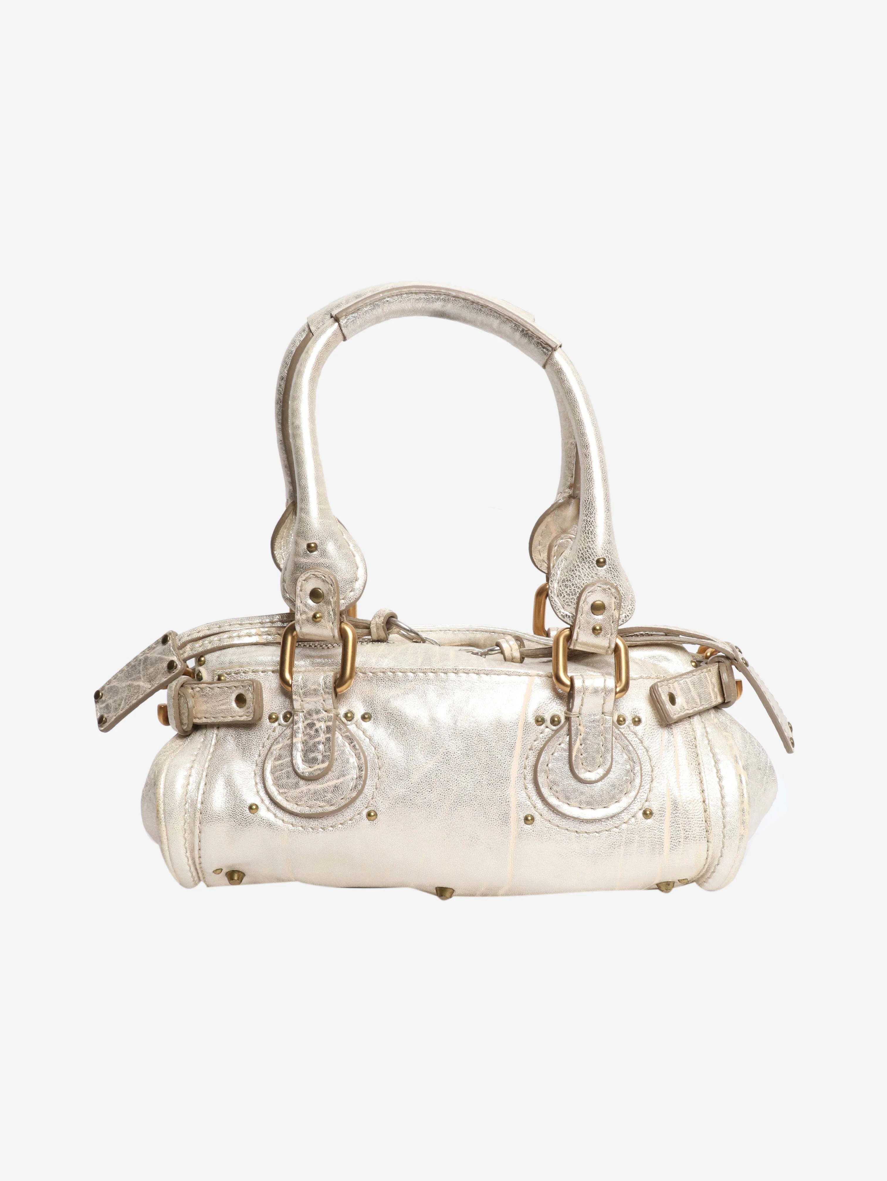 Champagne metallic mini Paddington bag - Image 3