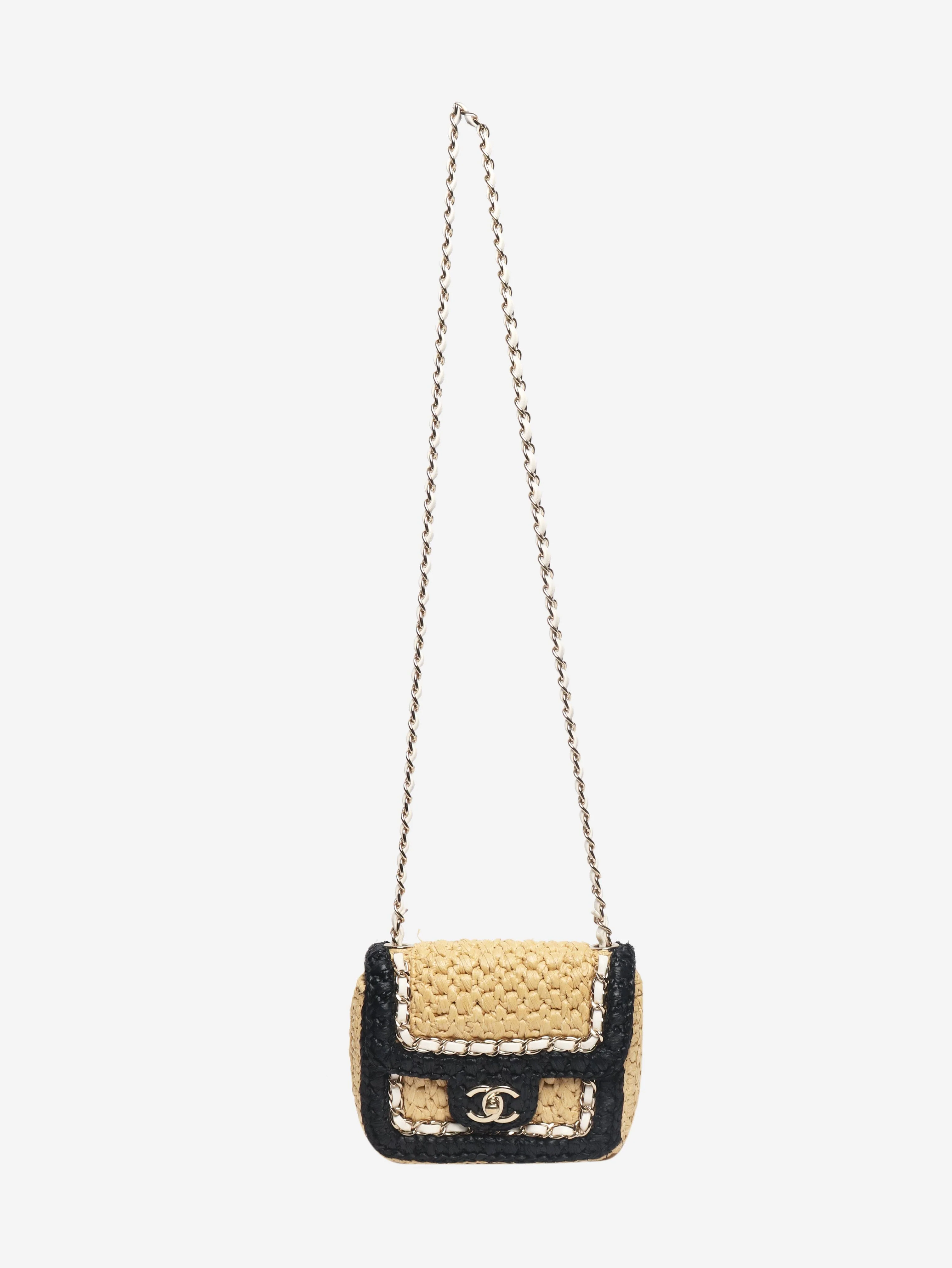 Beige raffia cross-body flap bag - Image 2