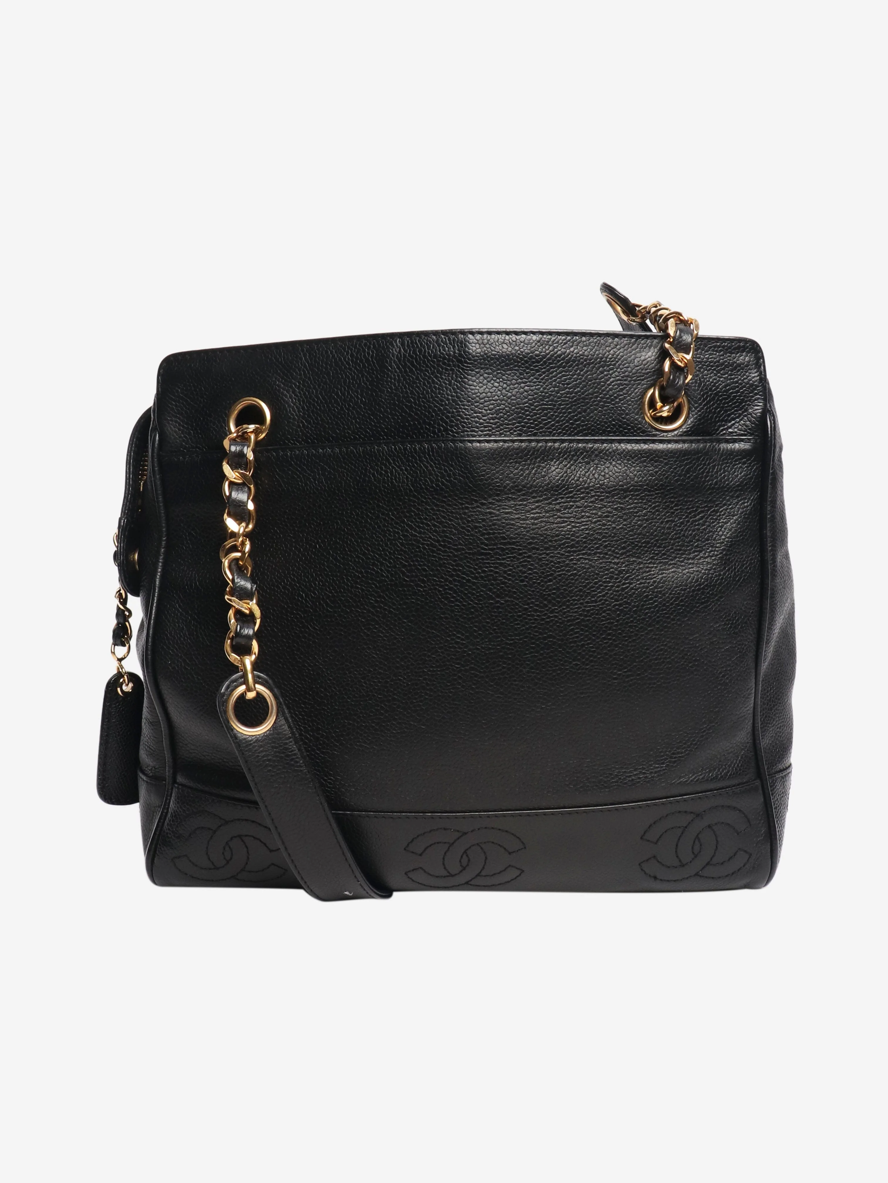 Black 1996 vintage CC logo tote bag