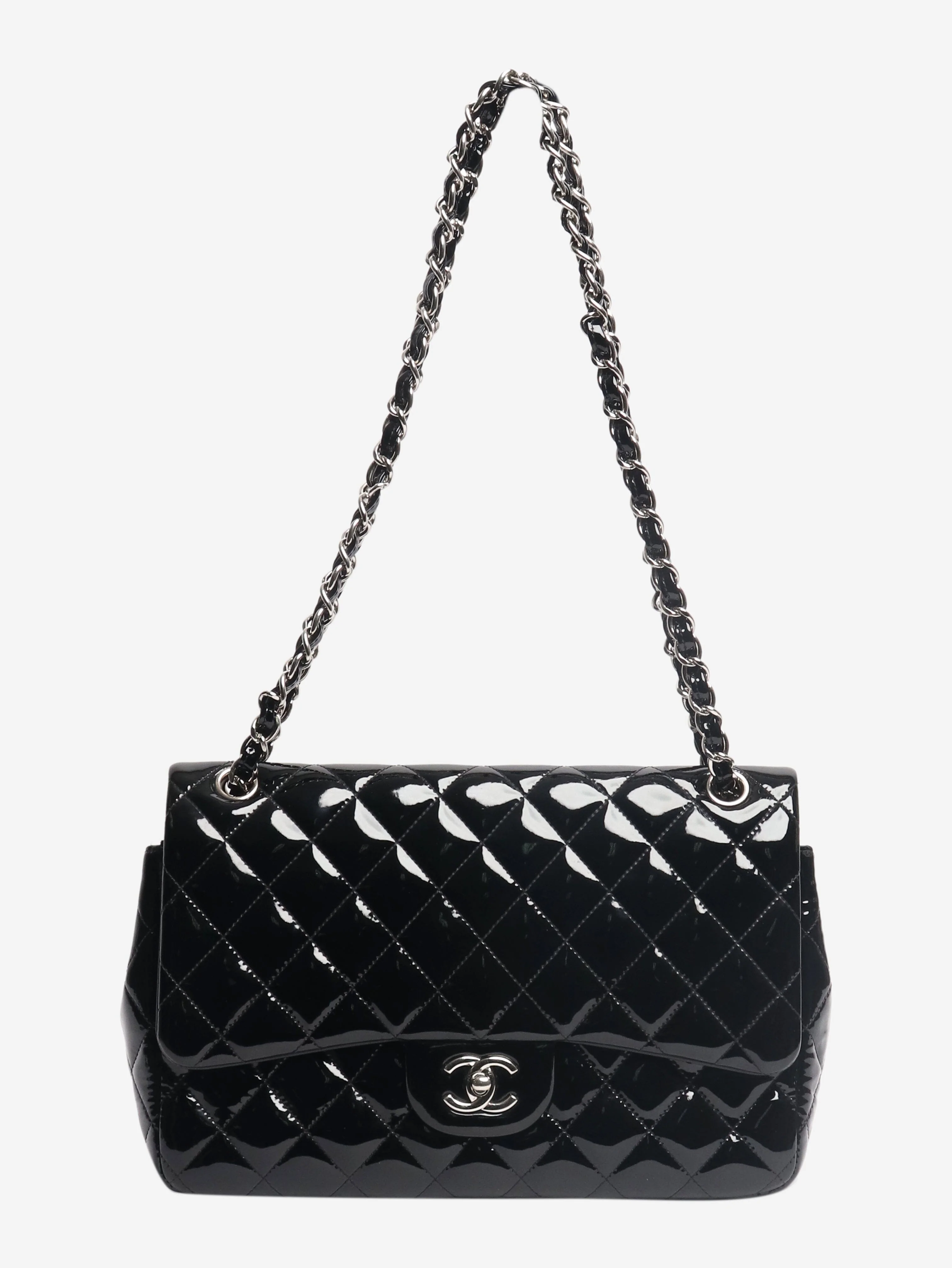 Black 2013 jumbo patent leather Classic Double Flap bag - Image 2