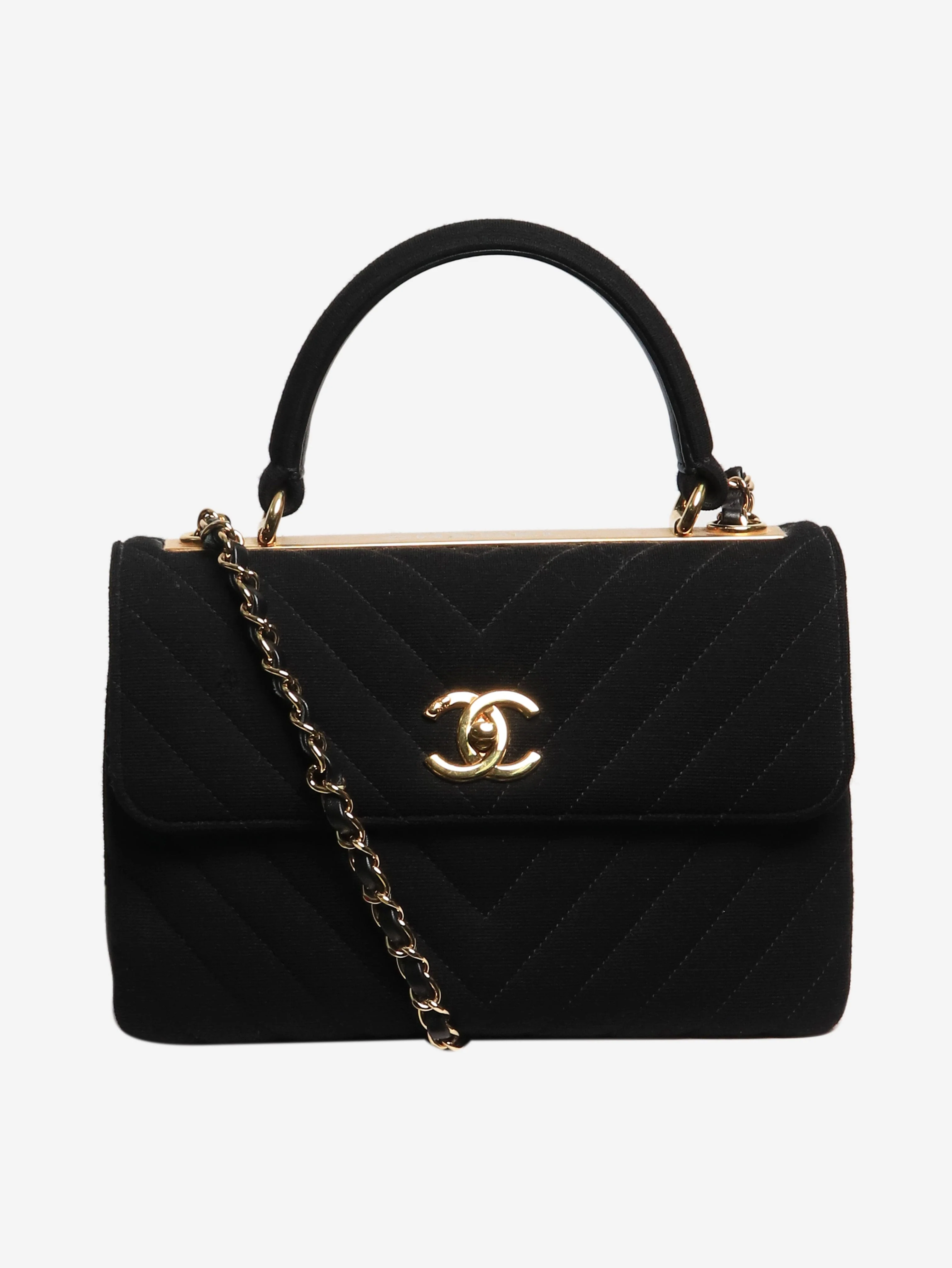 Black 2019 medium chevron-quilted jersey Trendy shoulder bag