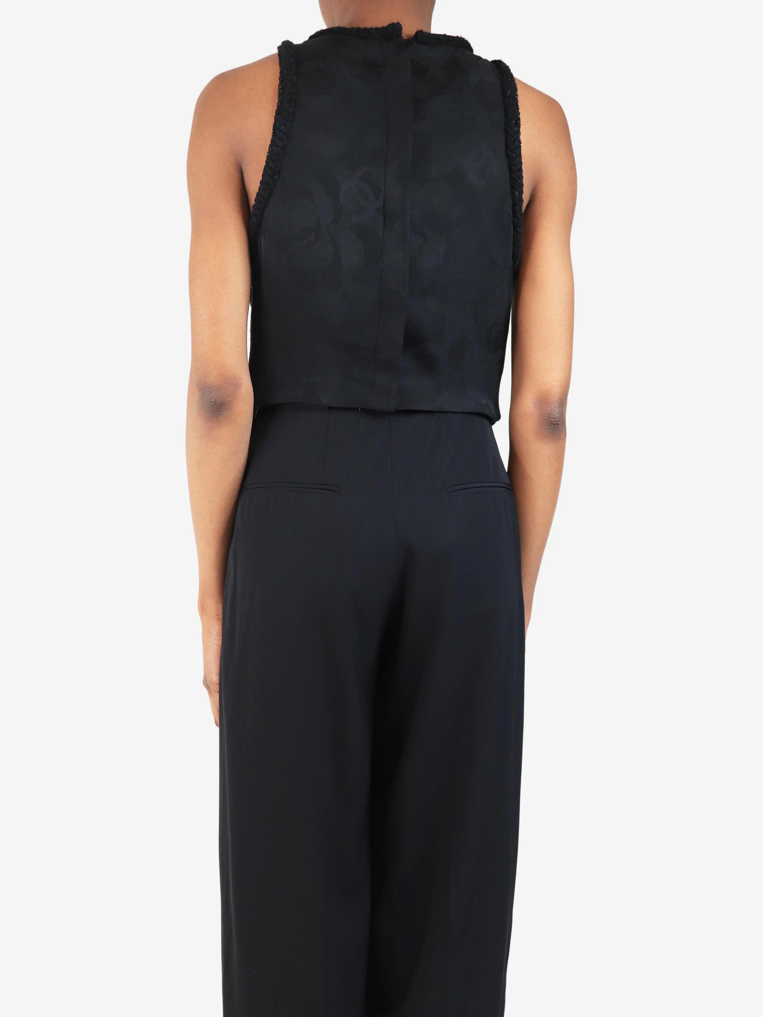 Black and blue tweed vest top - size UK 8 - Image 2