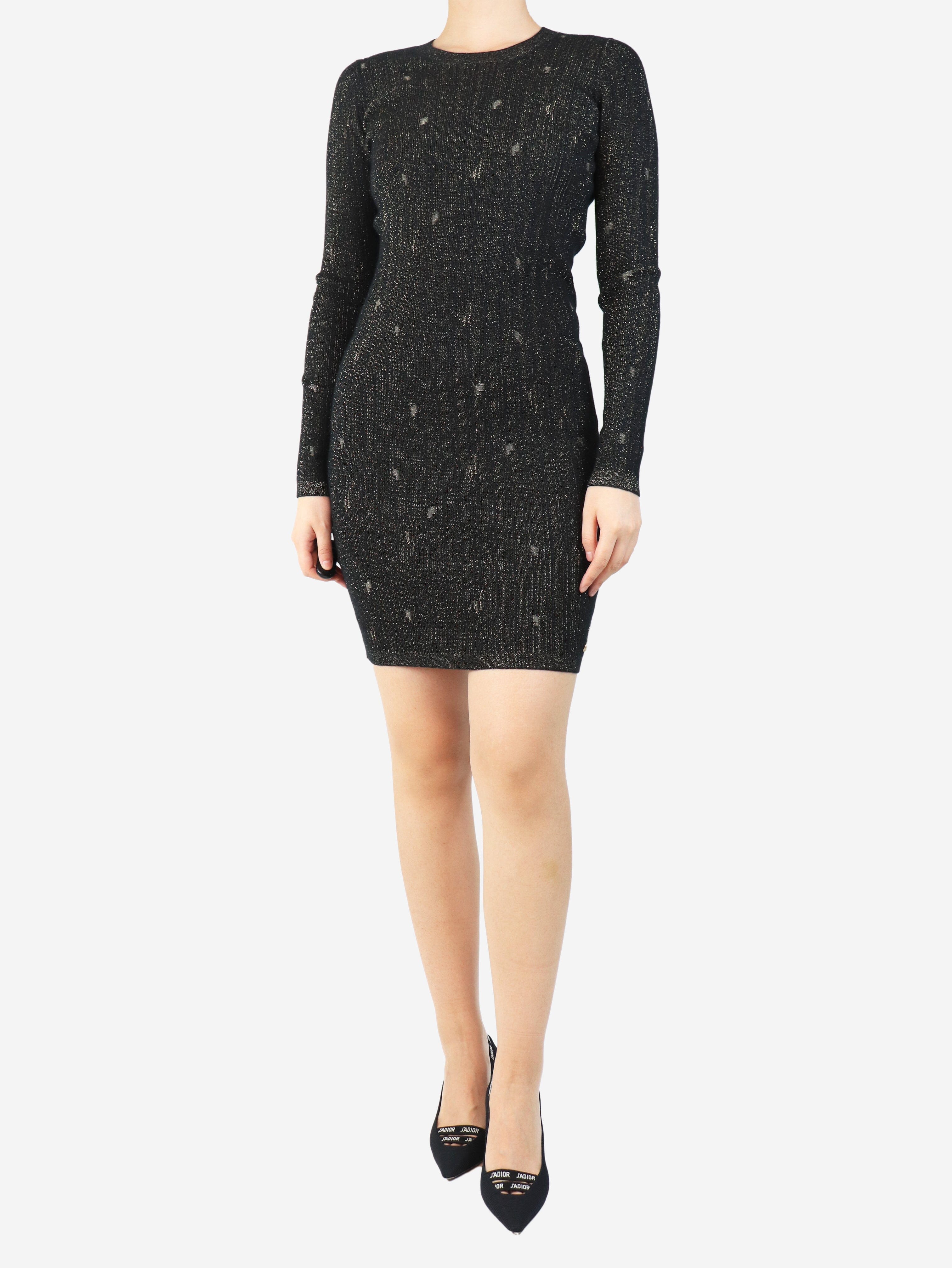 Black and gold lurex cashmere dress - size UK 8 - Image 3