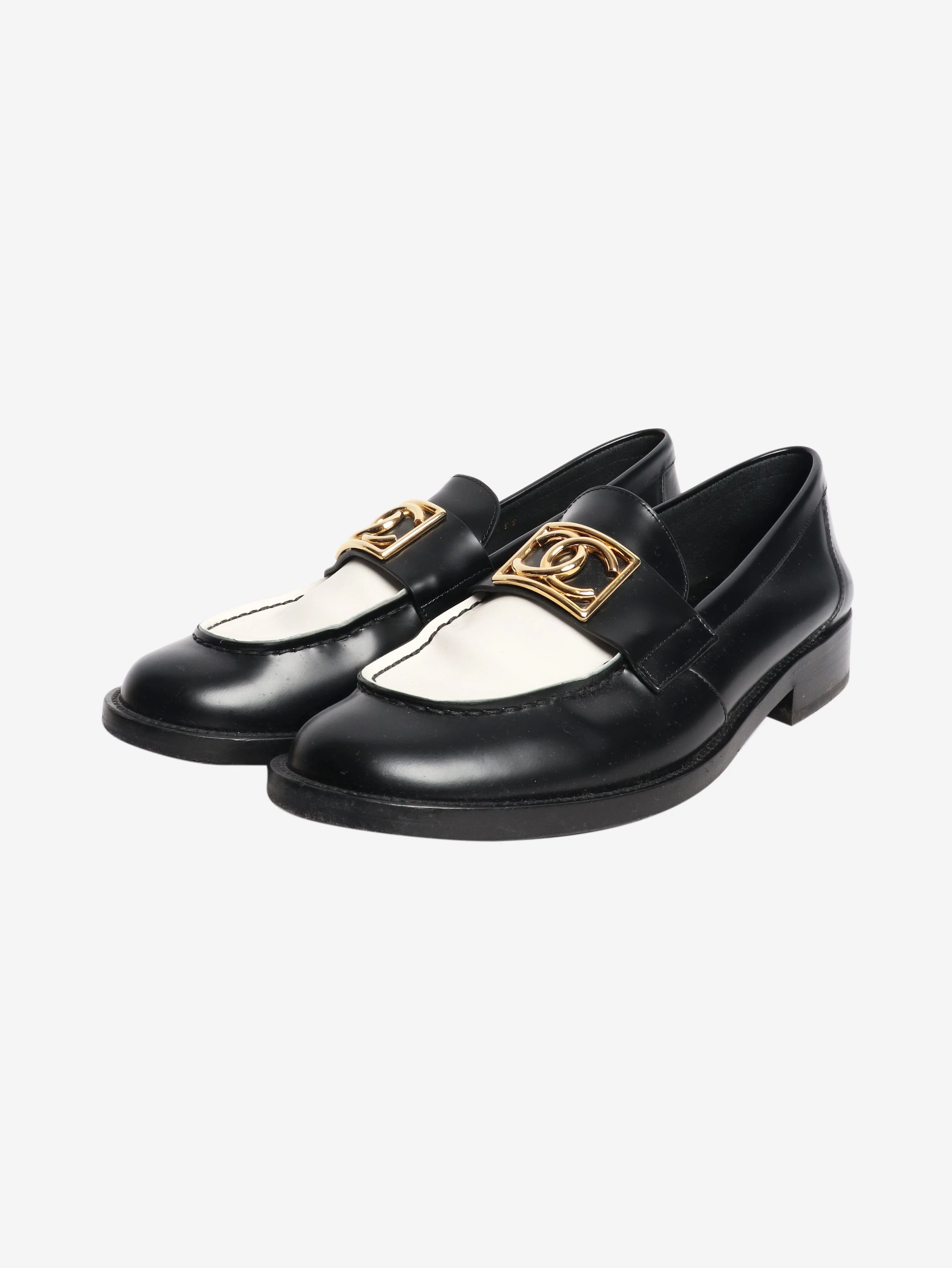 Black and white calfskin CC loafers - size eu 40.5
