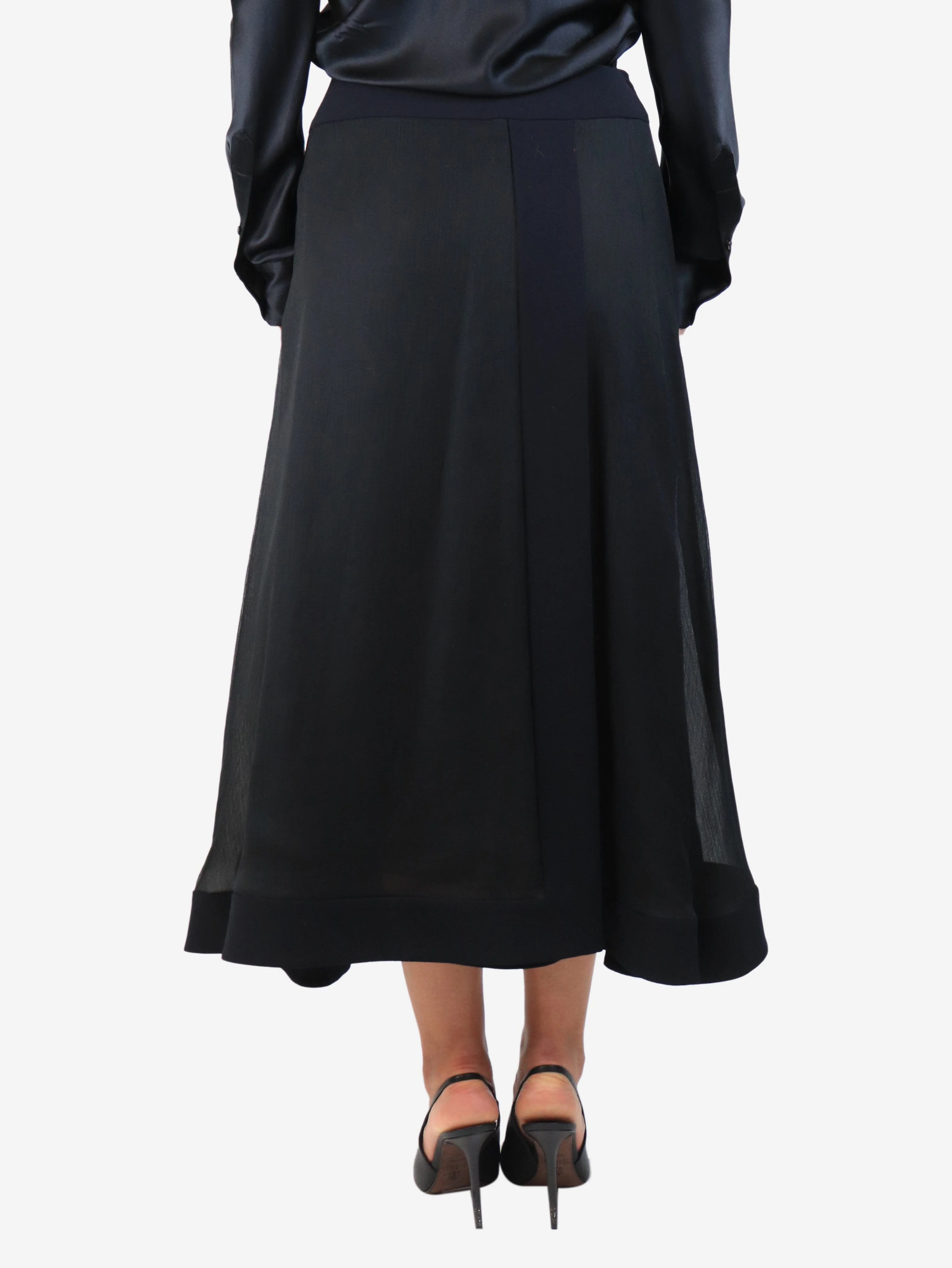 Black chiffon midi skirt - size UK 12 - Image 3