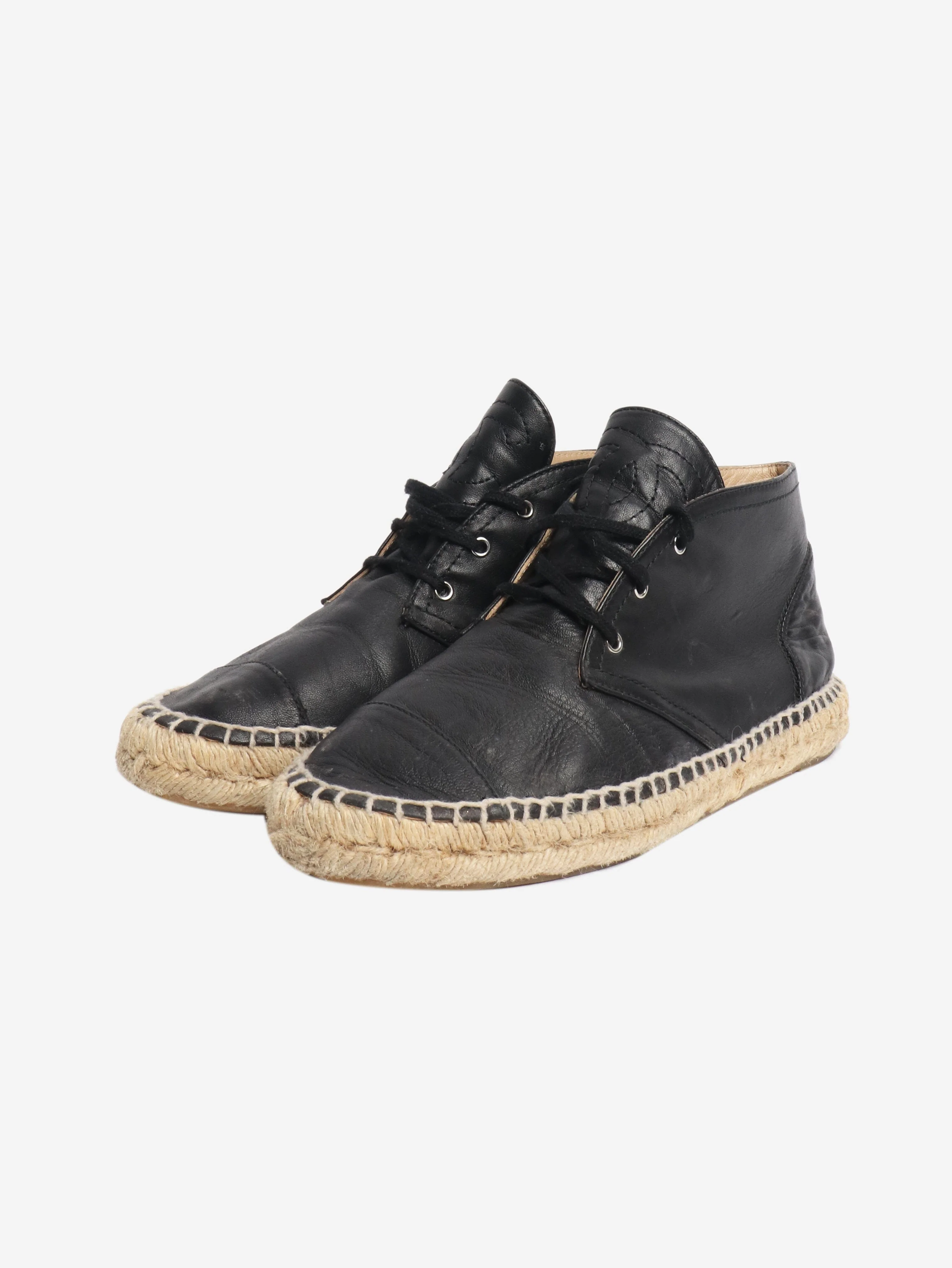 Black high top leather espadrilles - size EU 38 (UK 5) - Image 2