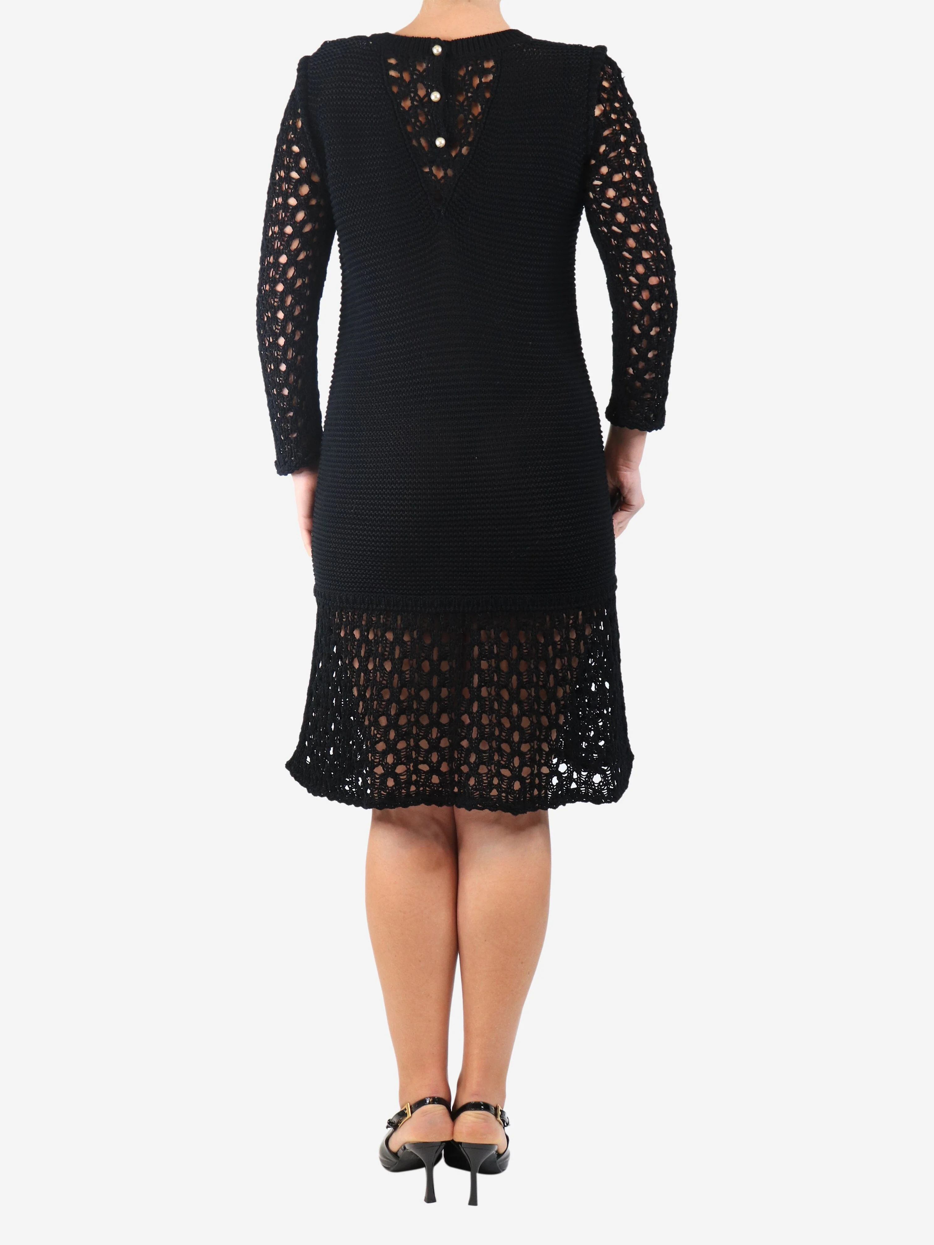 Black knit pocket dress - size UK 10 - Image 2