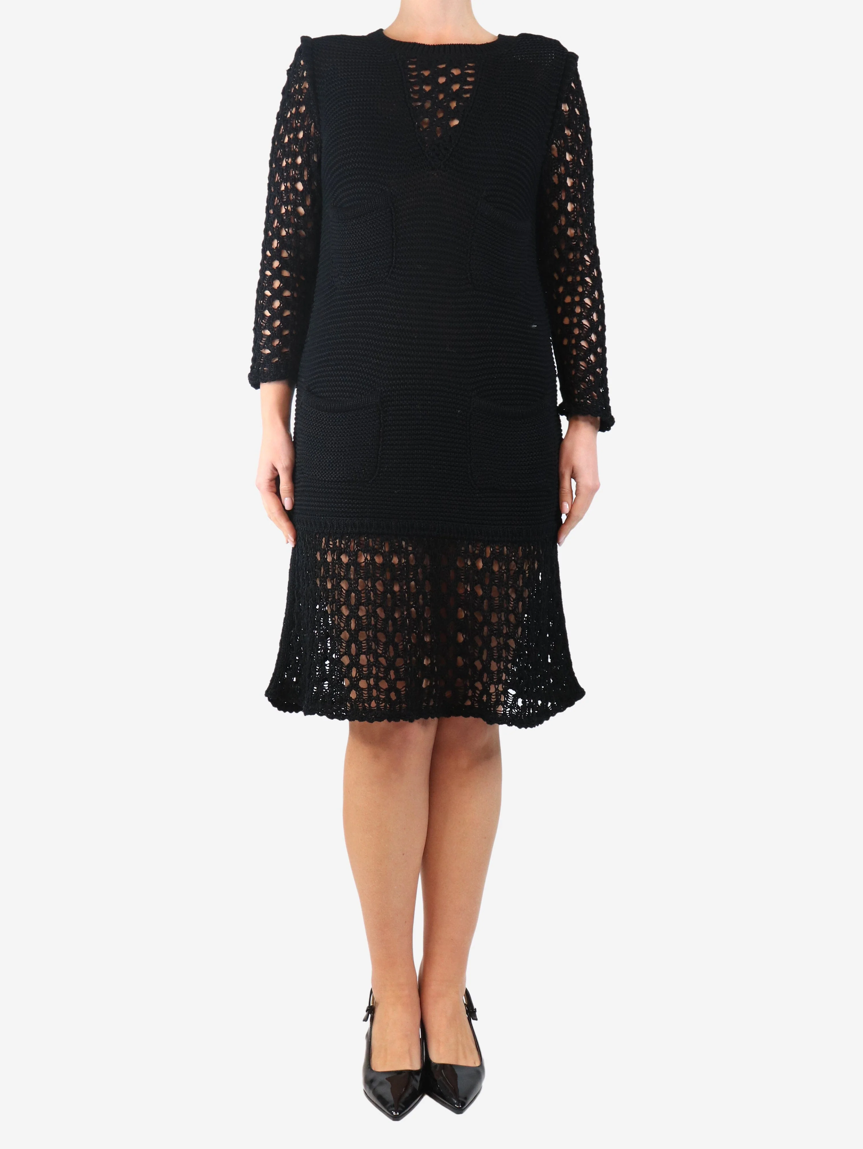 Black knit pocket dress - size UK 10 - Image 3