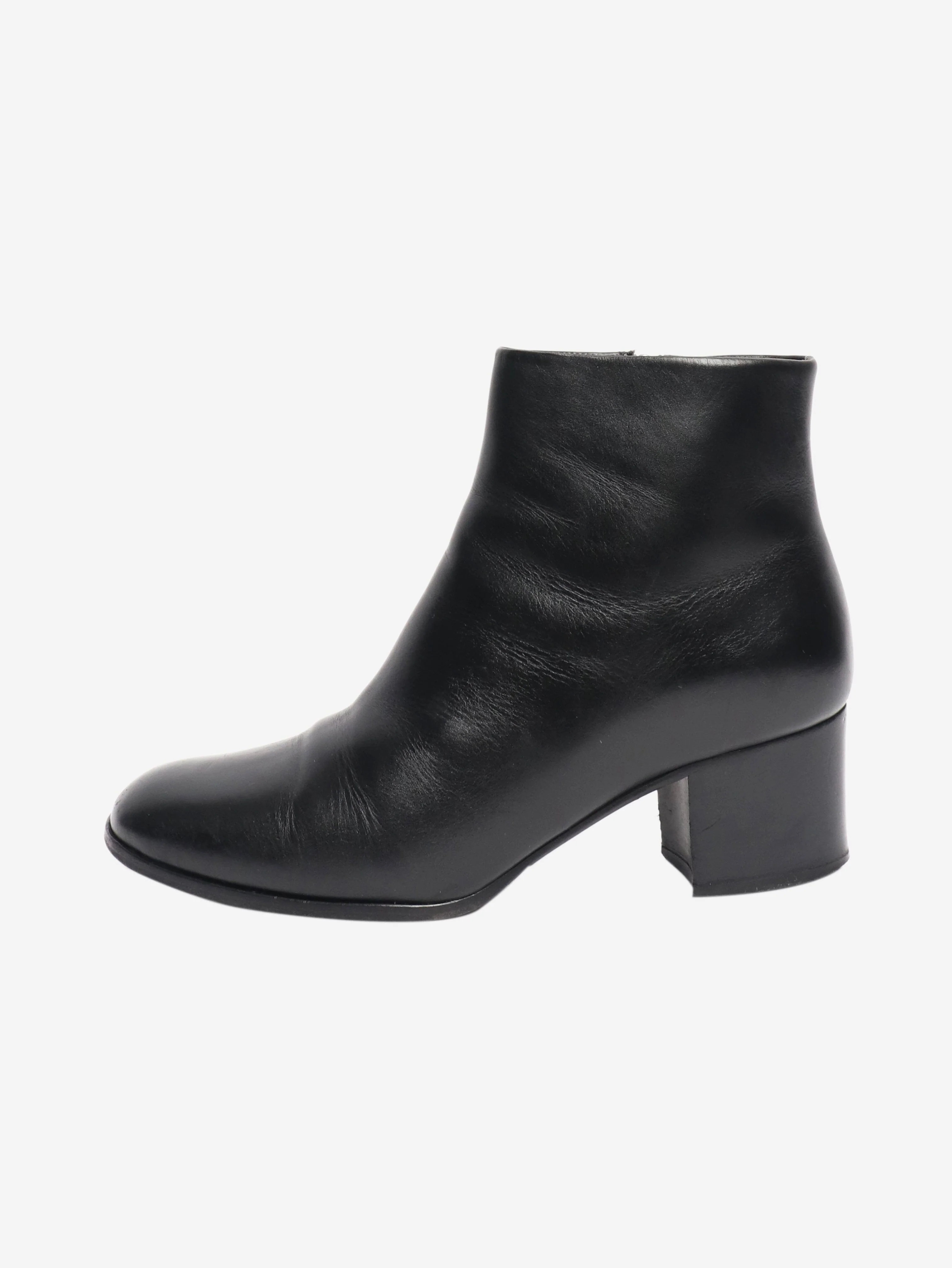 Black leather ankle boots - size EU 38 (UK 5)