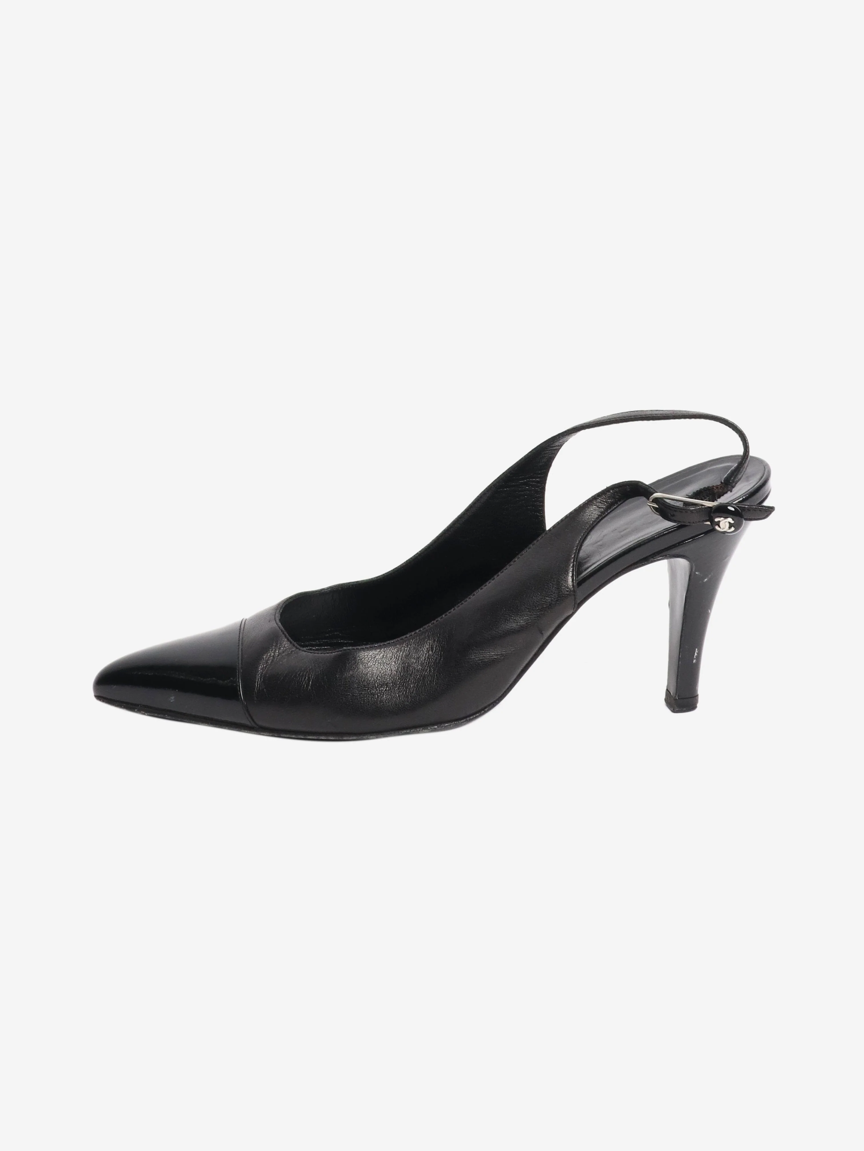 Black leather slingbacks - size EU 38 (UK 5)