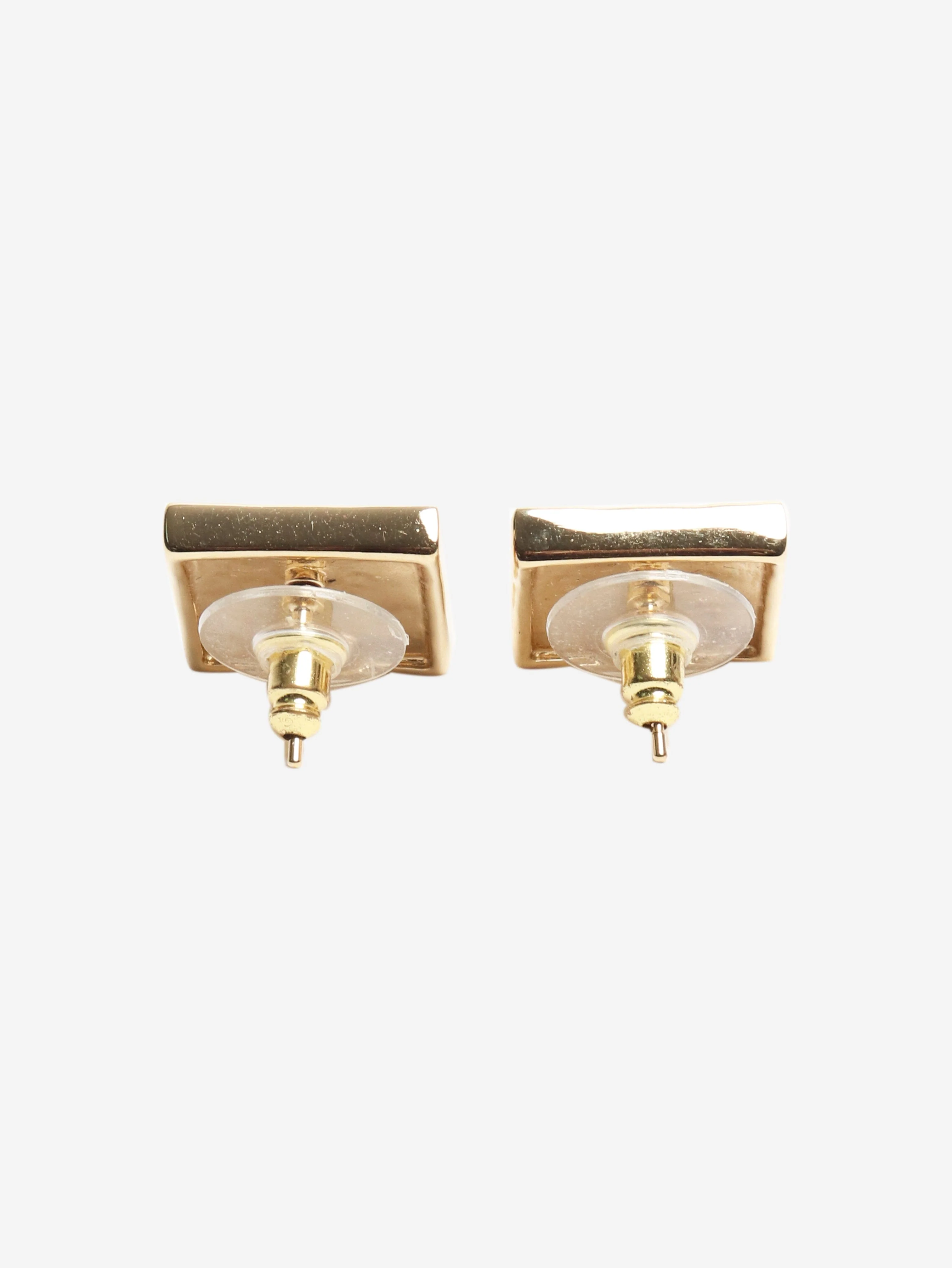 Black leather square CC studs - Image 3