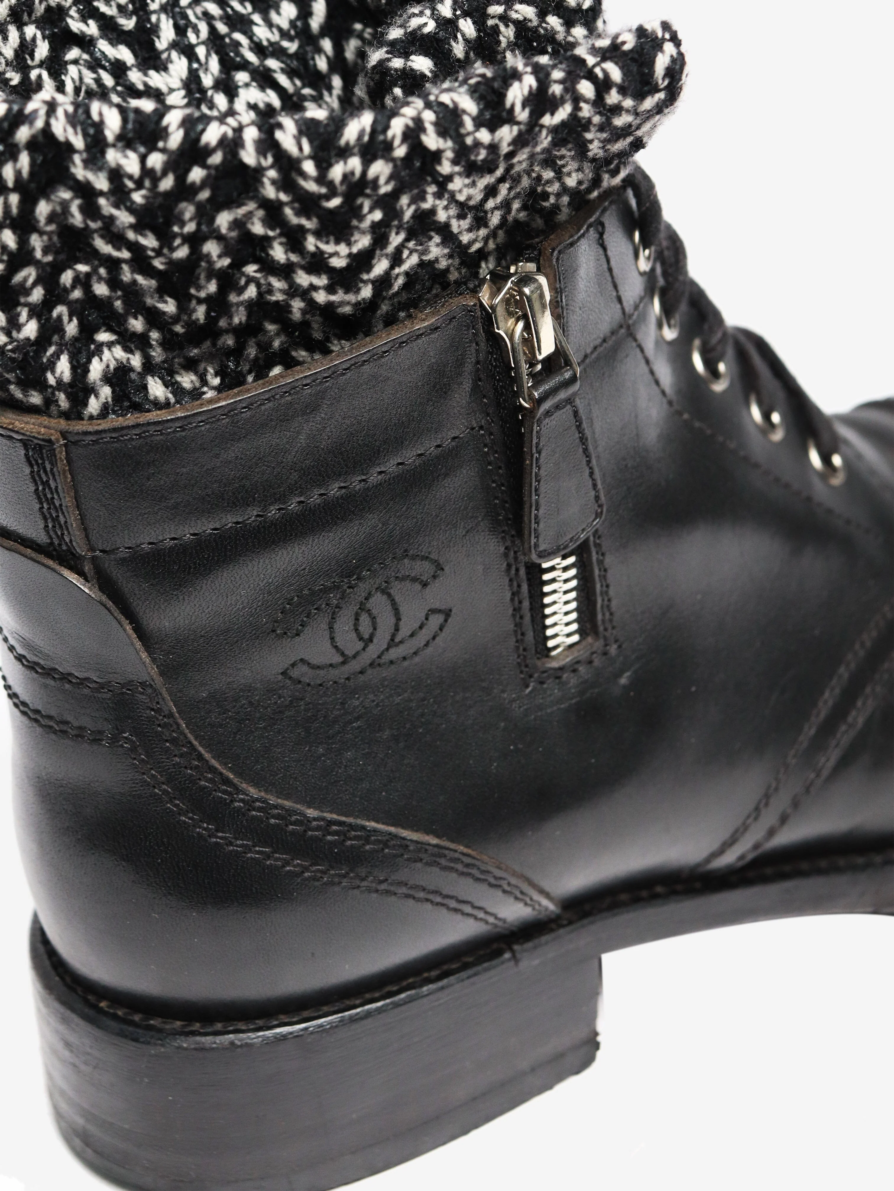 Black tweed lined CC ankle boots - size EU 39 (UK 6) - Image 4