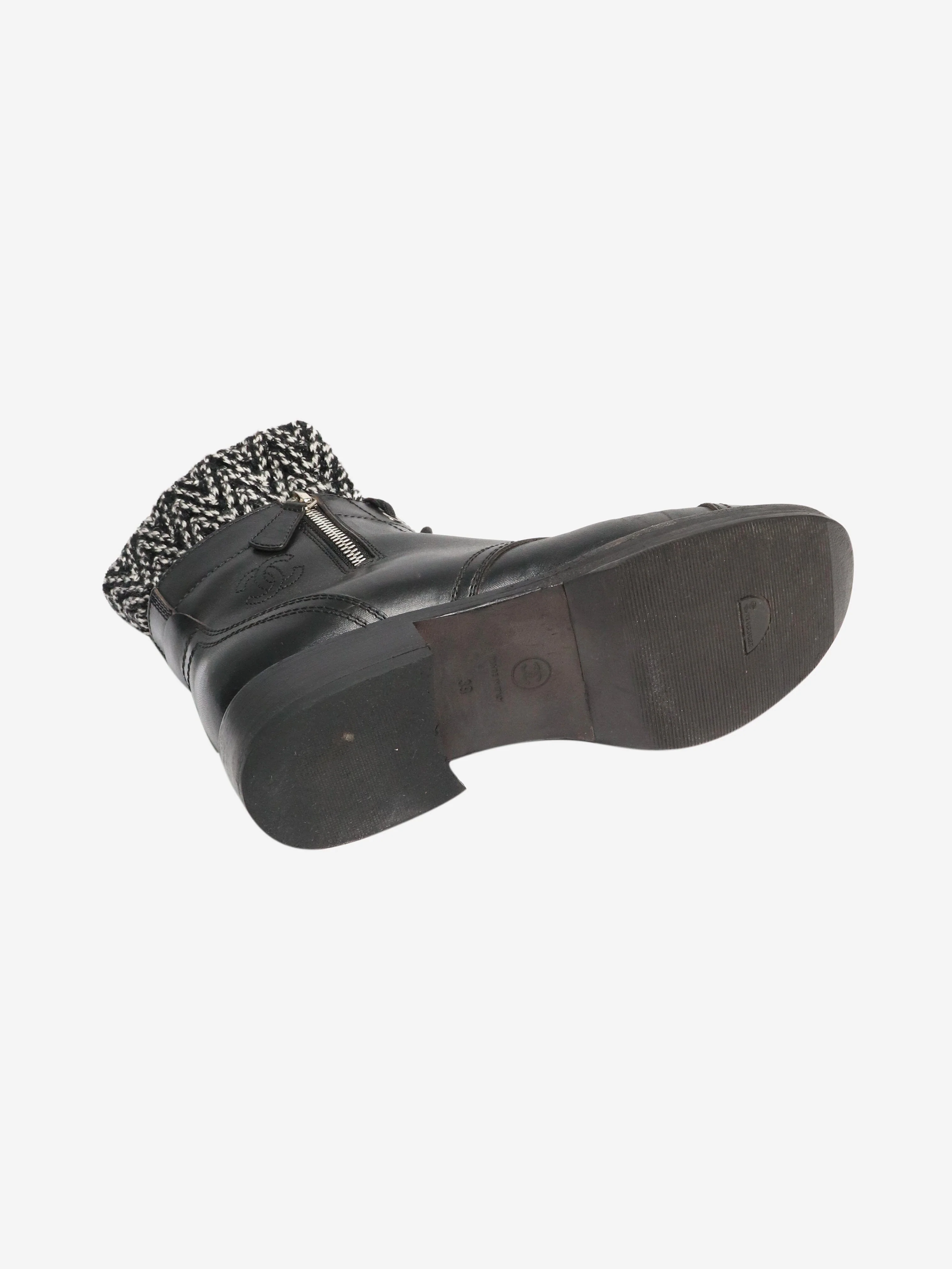 Black tweed lined CC ankle boots - size EU 39 (UK 6) - Image 6