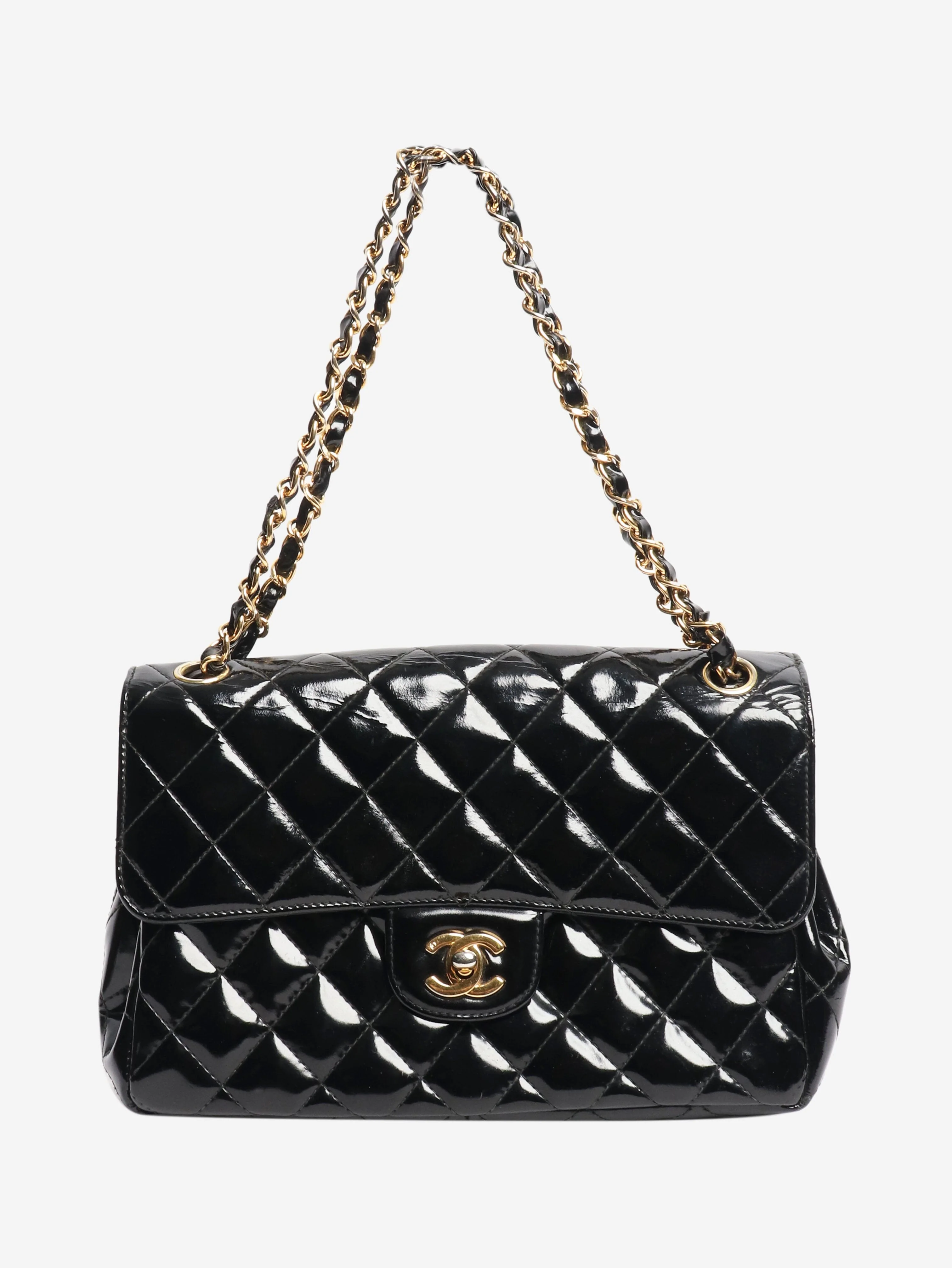 Black vintage 1994 patent double-sided Classic Flap bag
