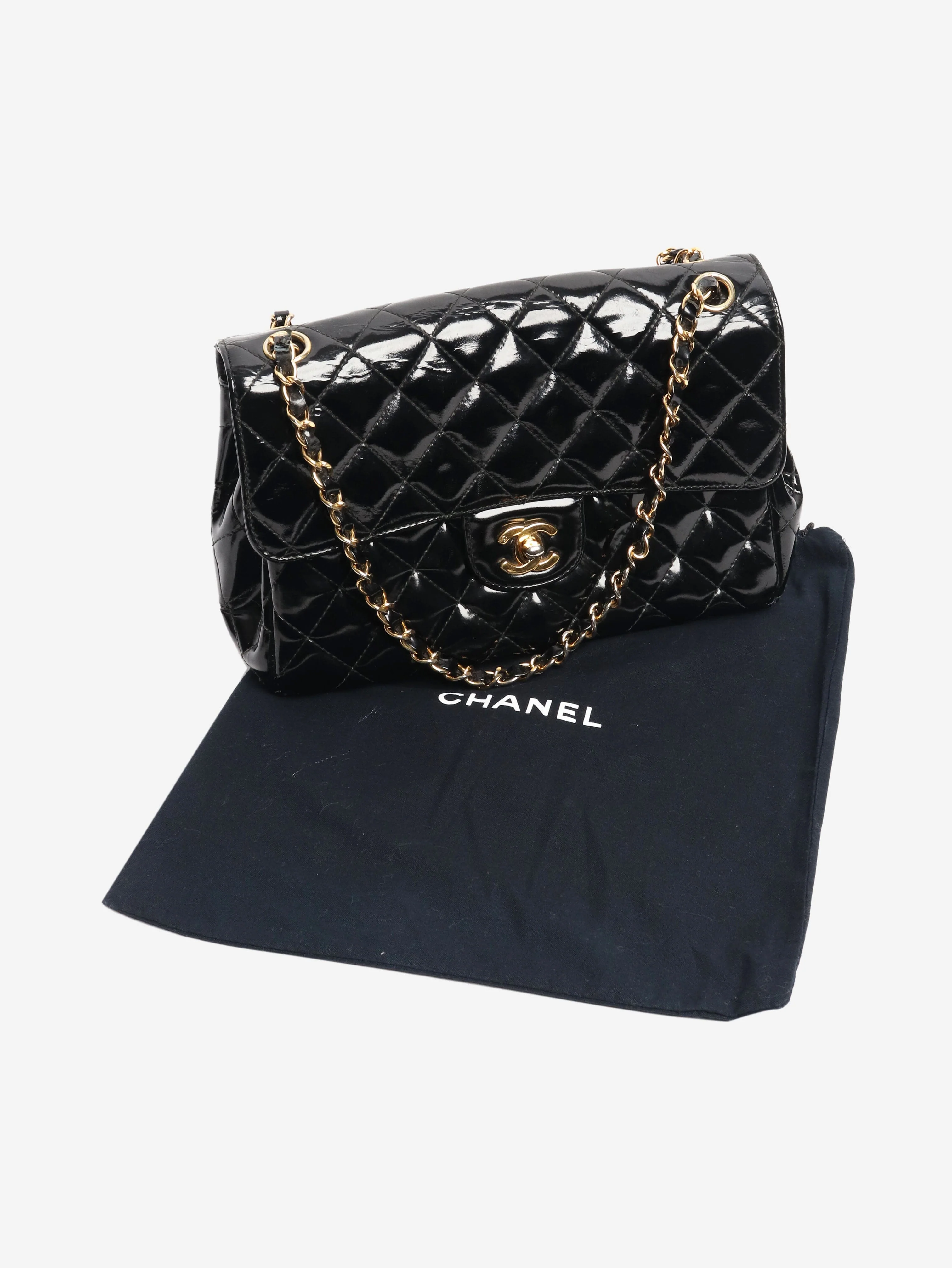 Black vintage 1994 patent double-sided Classic Flap bag - Image 10