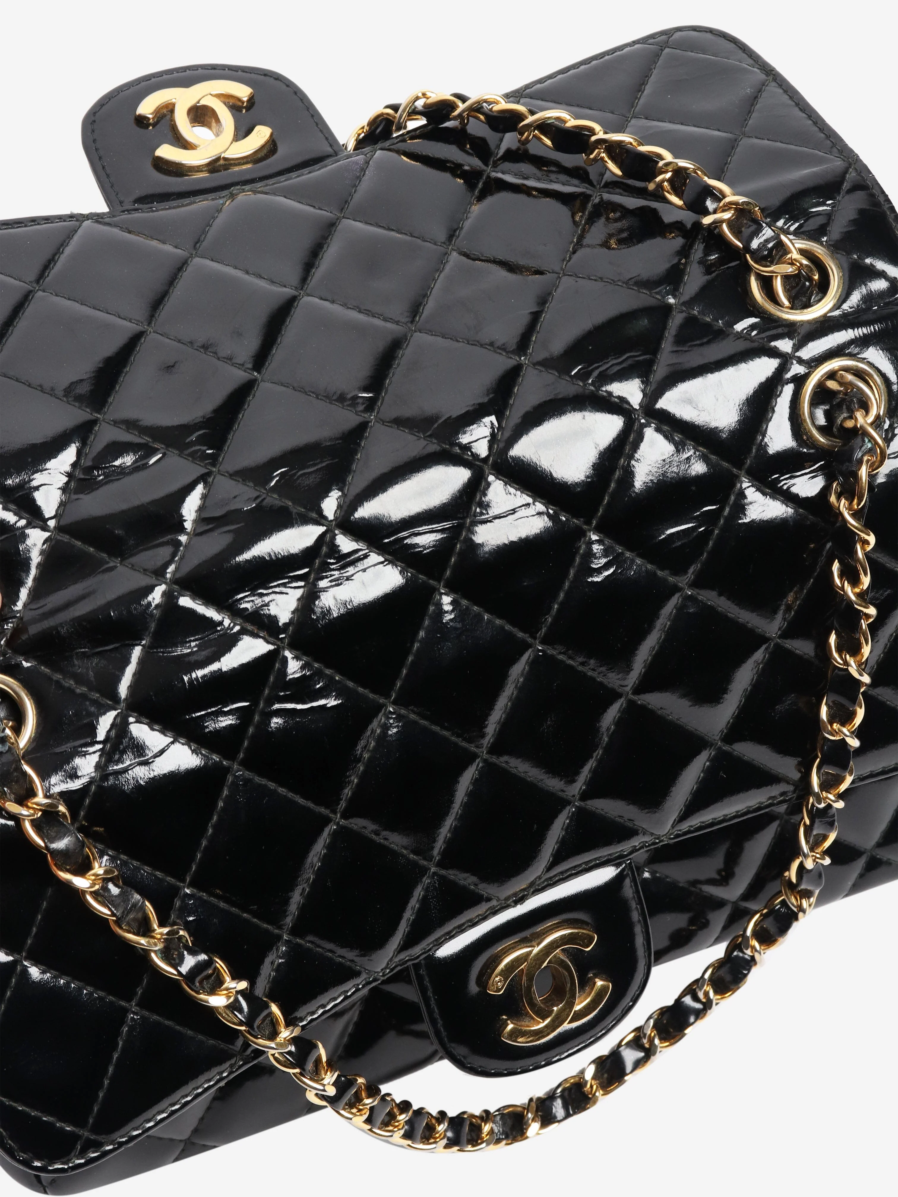 Black vintage 1994 patent double-sided Classic Flap bag - Image 8