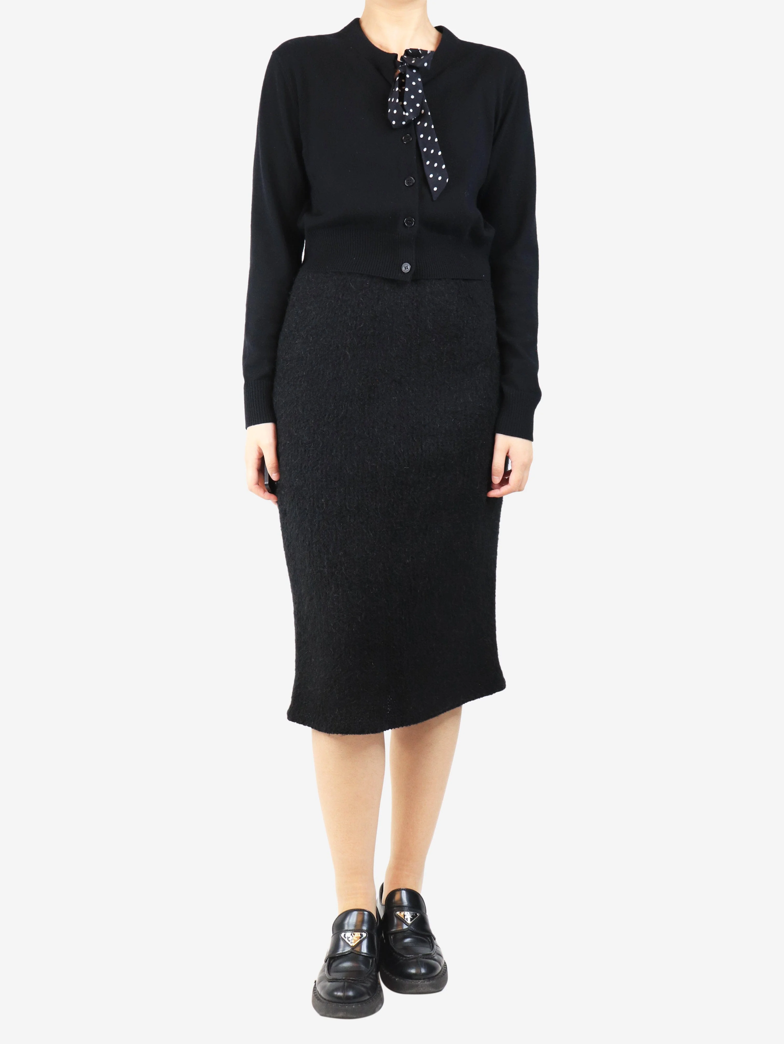 Black wool-blend midi skirt - size UK 10 - Image 2